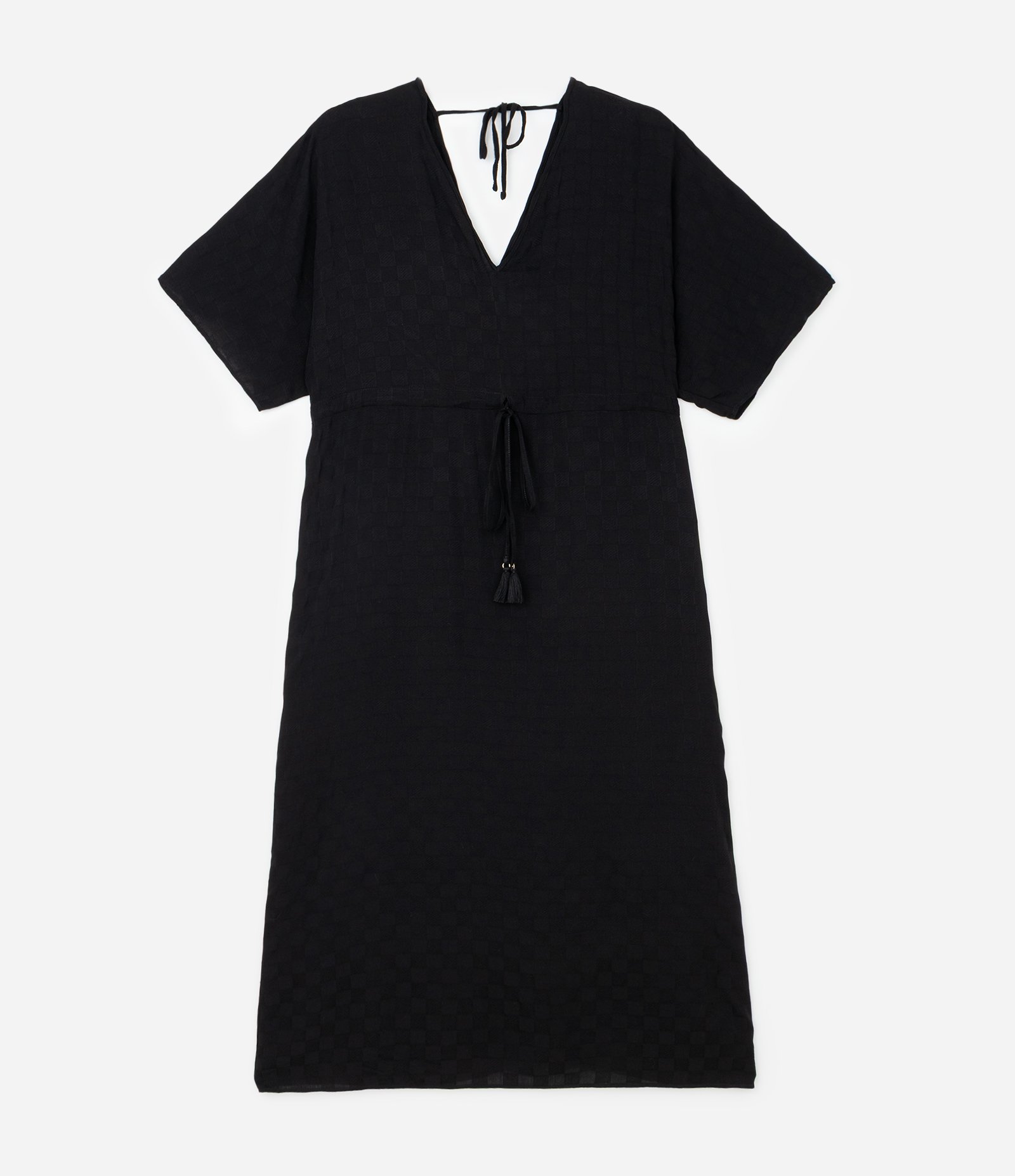 Vestido Midi em Jacquard com Amarração Curve & Plus Size Preto 4