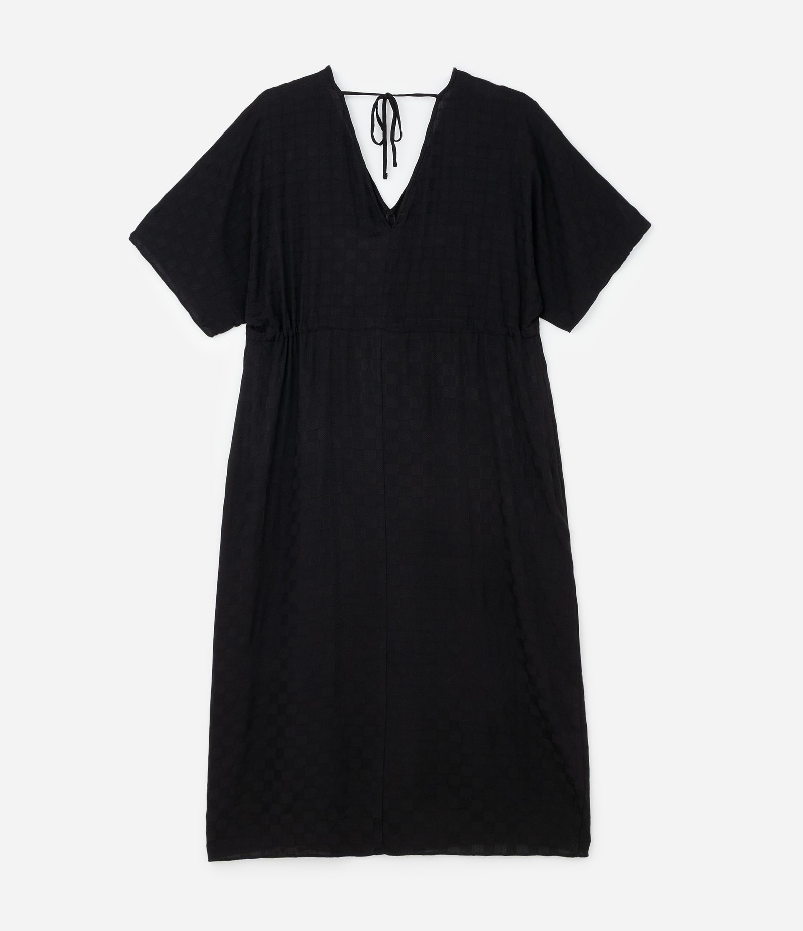 Vestido Midi em Jacquard com Amarração Curve & Plus Size Preto 5