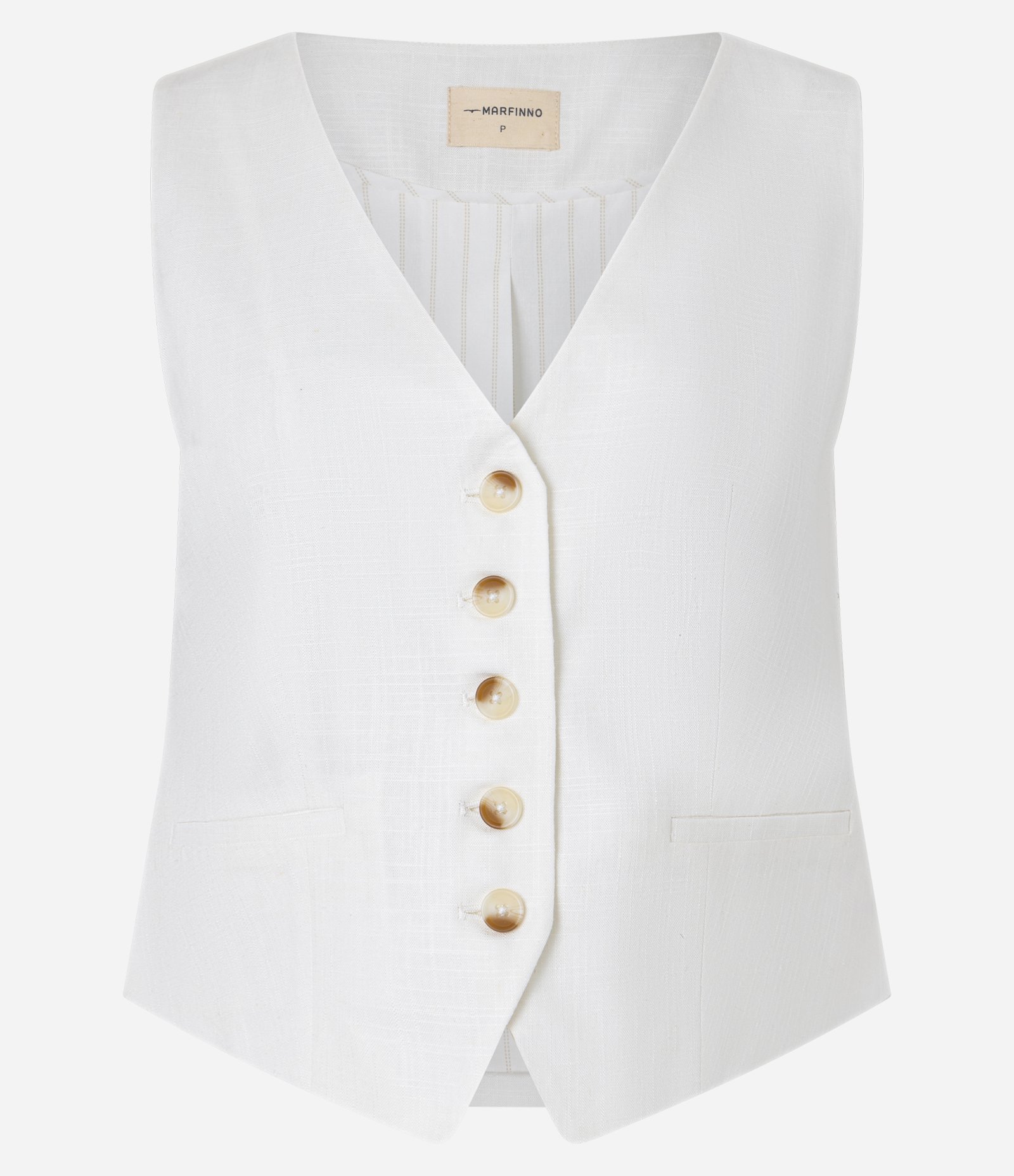 Colete em Viscolinho com Fechamento por Botões Contrastantes Branco 1