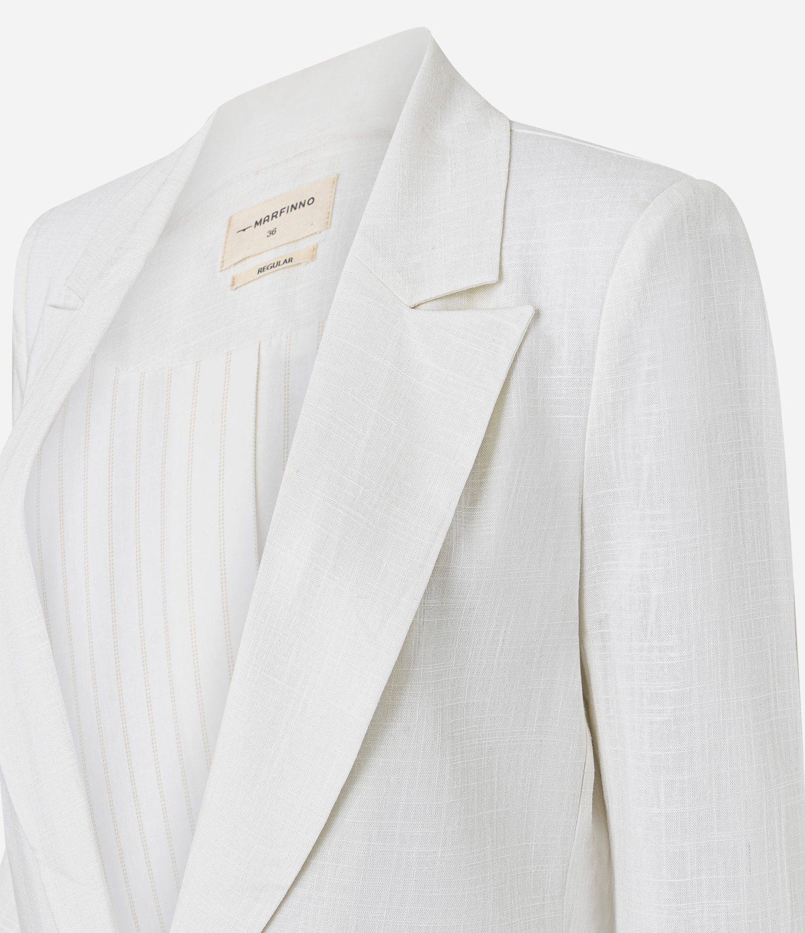 Blazer em Viscolinho com Lapelas e Botão Único Off White 1 7