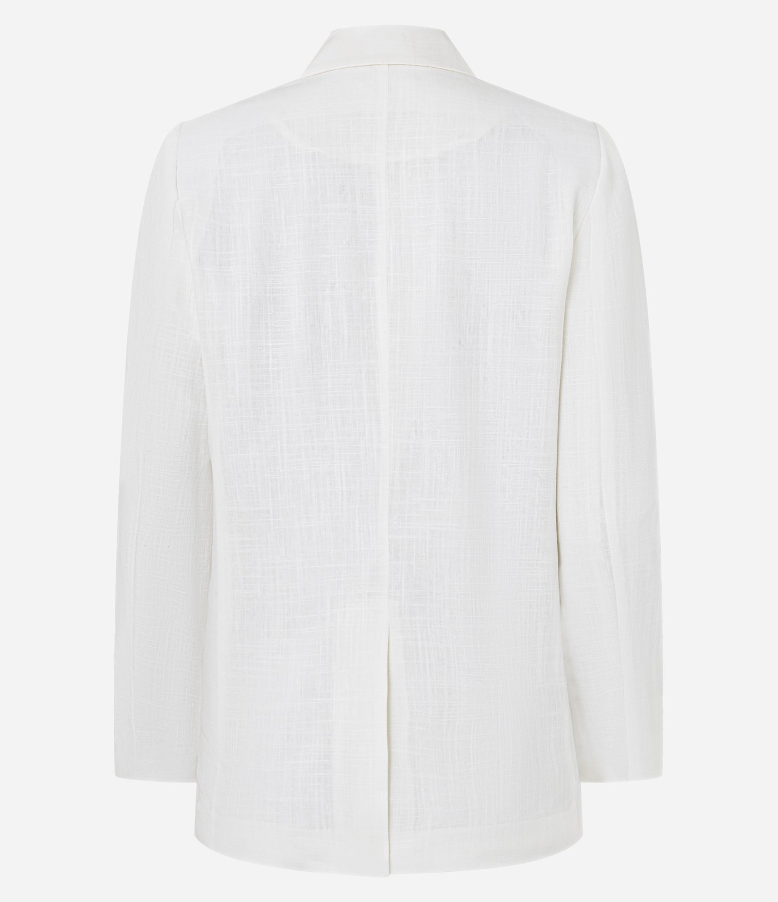 Blazer em Viscolinho com Lapelas e Botão Único Off White 1 8