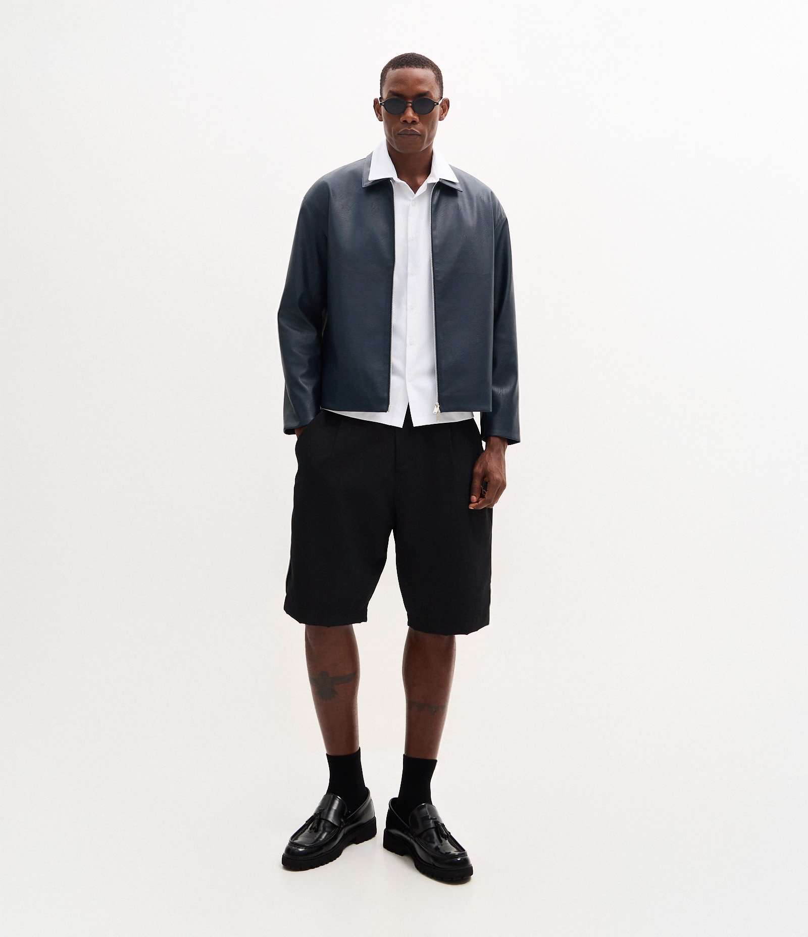 Jaqueta Regular Harrington em PU Azul 2