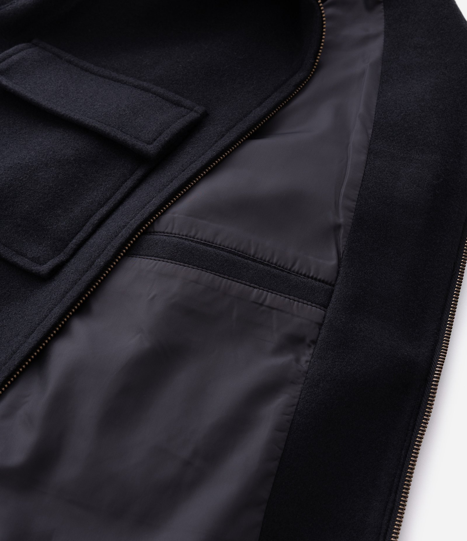 Jaqueta Trucker Pesada em Polivelour Mesclado com Bolsos Preto 11