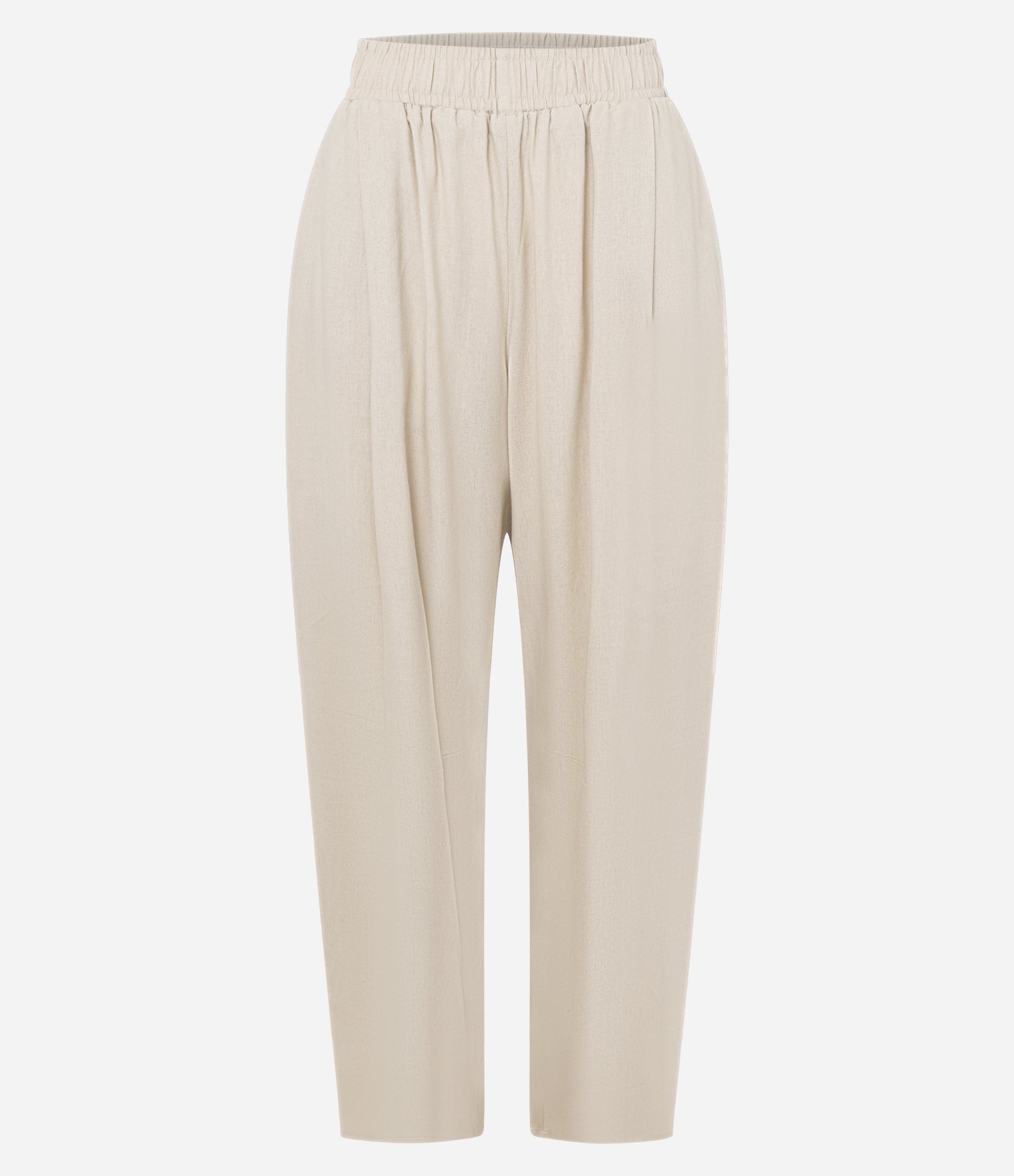 Calça Barrel em Viscolinho com Bege 1