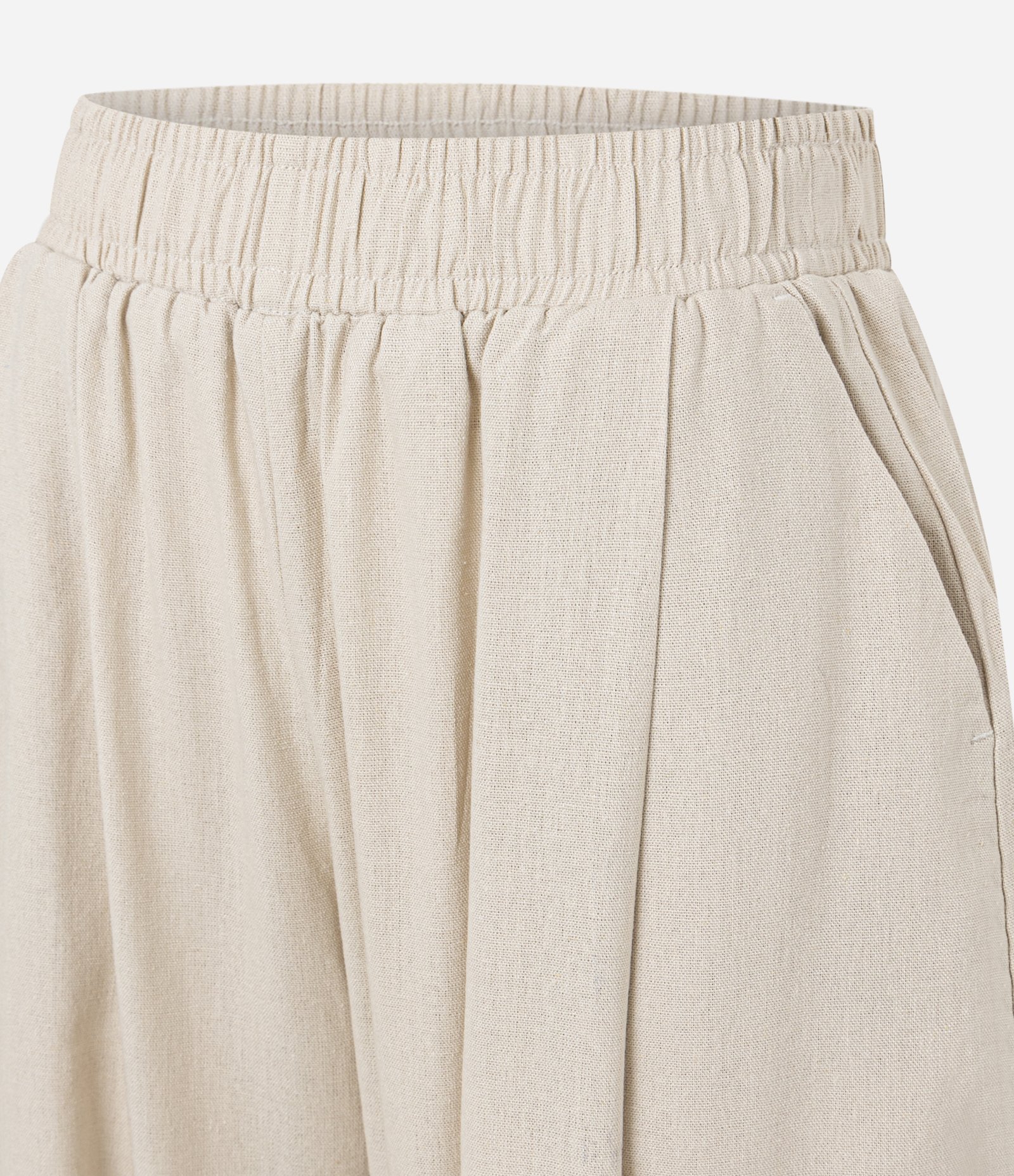 Calça Barrel em Viscolinho com Bege 2