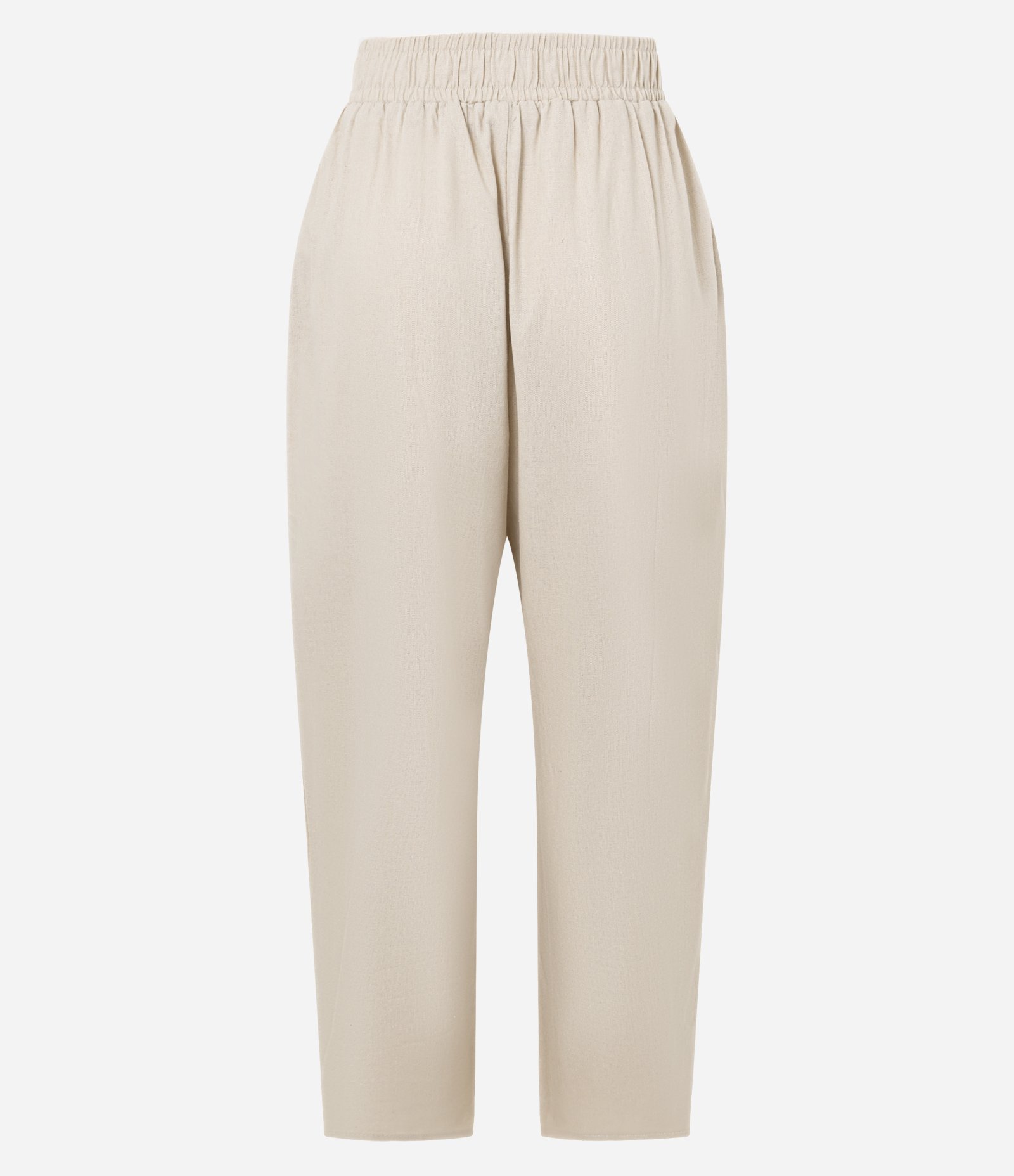 Calça Barrel em Viscolinho com Bege 3