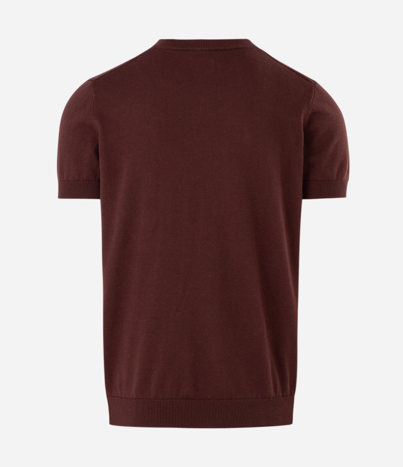 Camiseta Manga Curta Efeito Tricô Texturizado Gola Padre Marrom 6