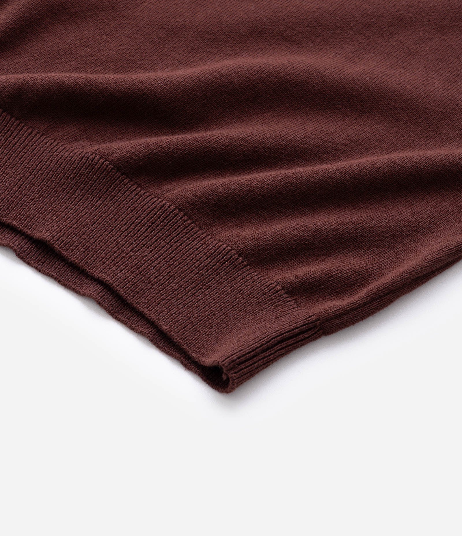 Camiseta Manga Curta Efeito Tricô Texturizado Gola Padre Marrom 8