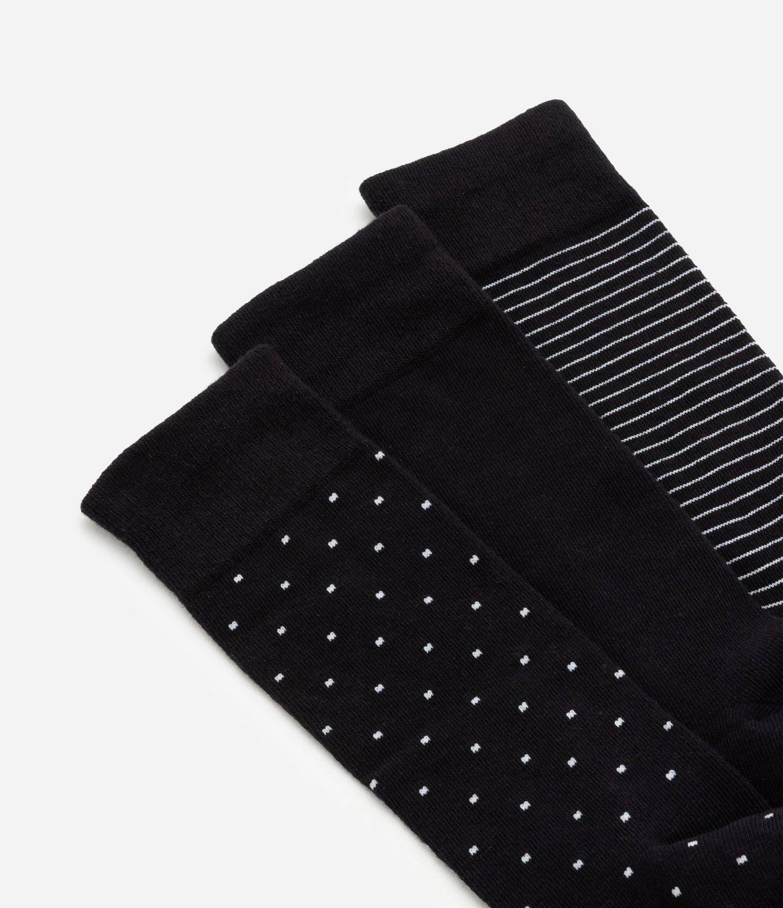 Kit 03 Meia Cano Alto em Algodão com Estampa Variada Preto 4
