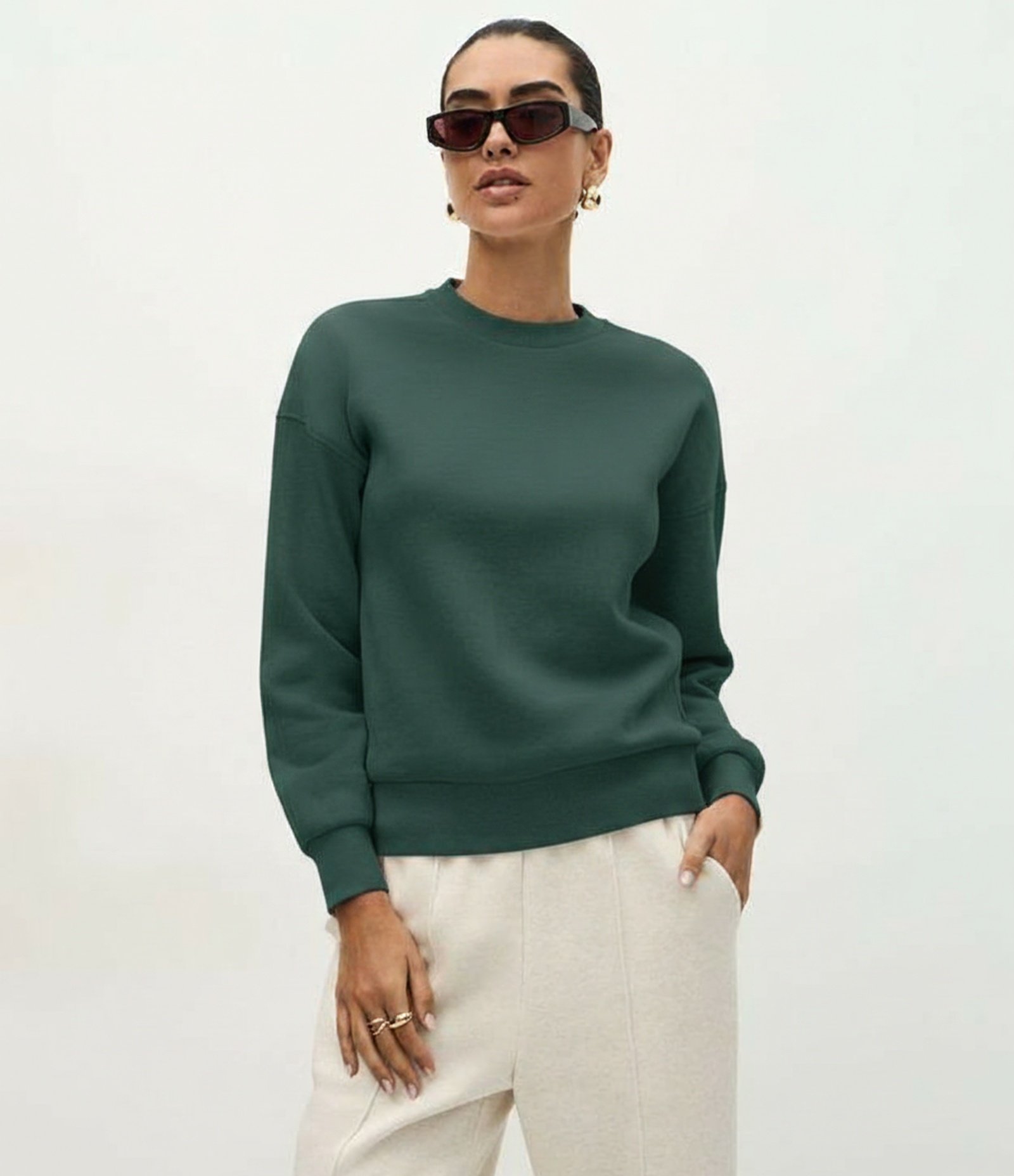 Moletom Regular com Gola Redonda Verde 1