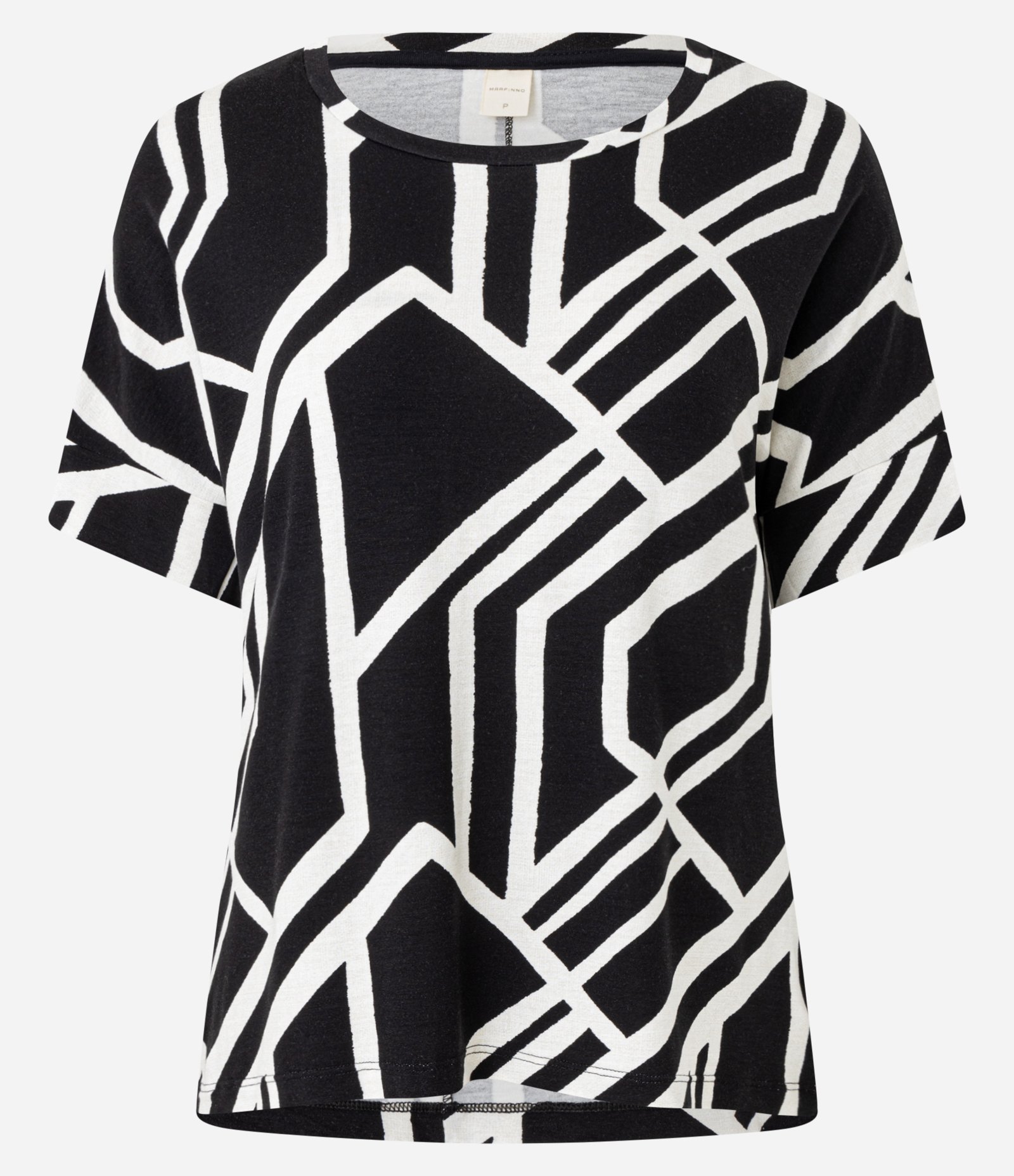 Blusa em Viscolycra com Gola Redonda e Estampa Geométrica Preto 5