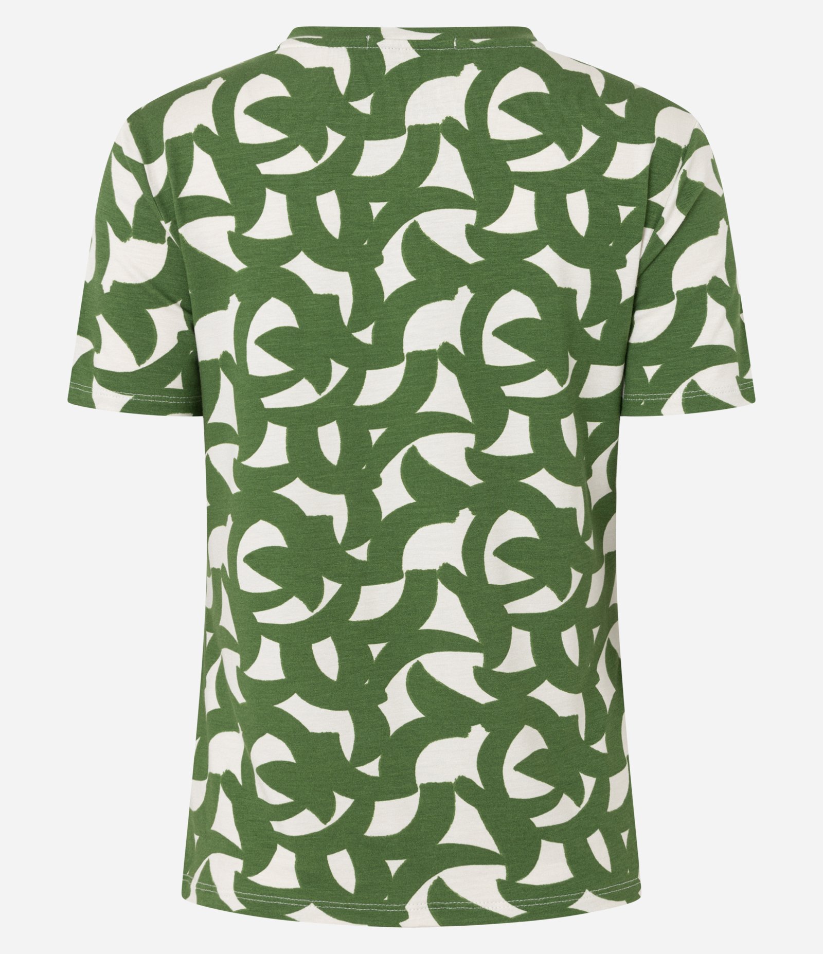 Blusa em Viscolycra com Decote V e Estampa Abstrata Verde/Off White 6