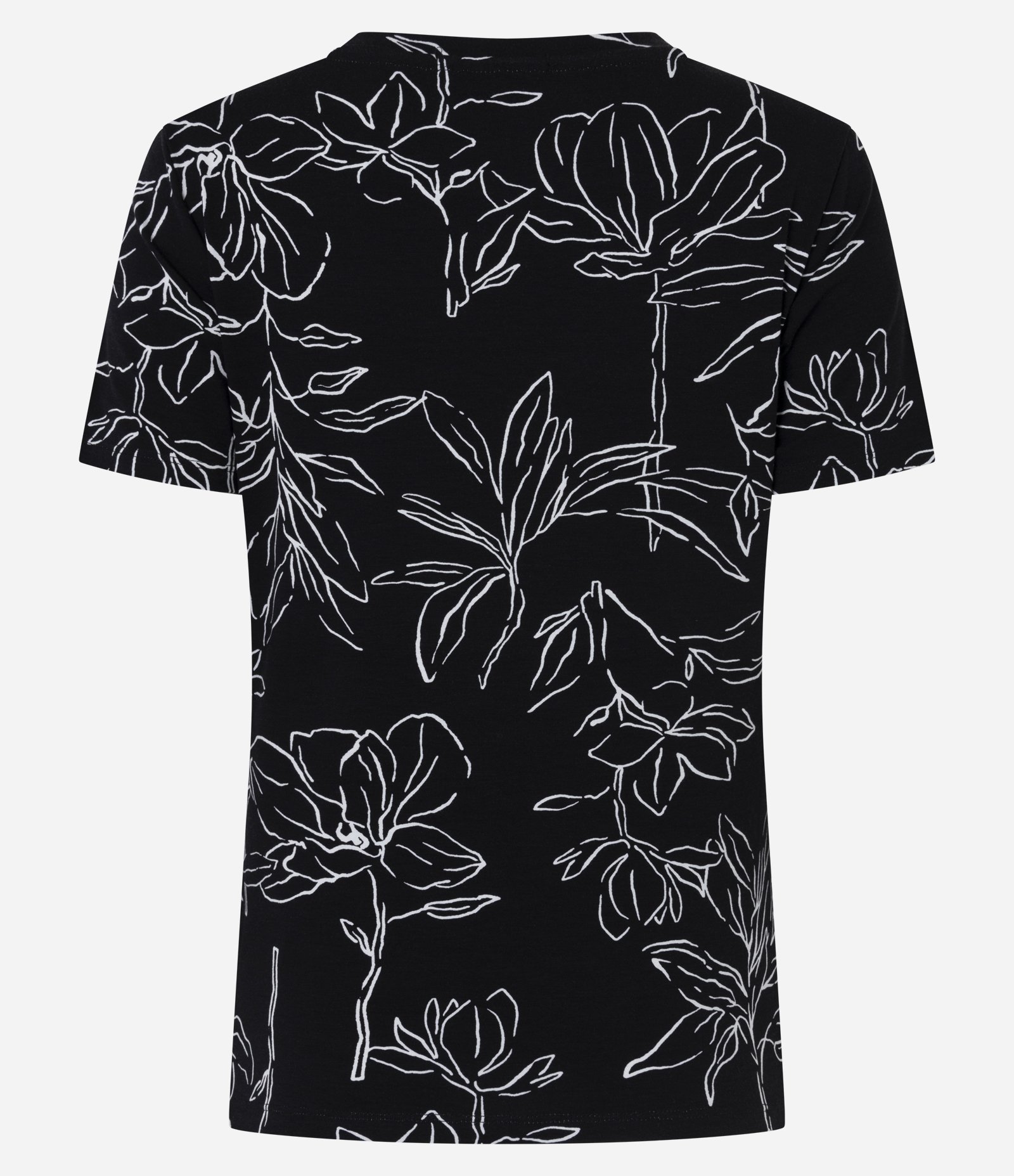 Blusa em Viscolycra com Gola V e Estampa Floral Preto 6