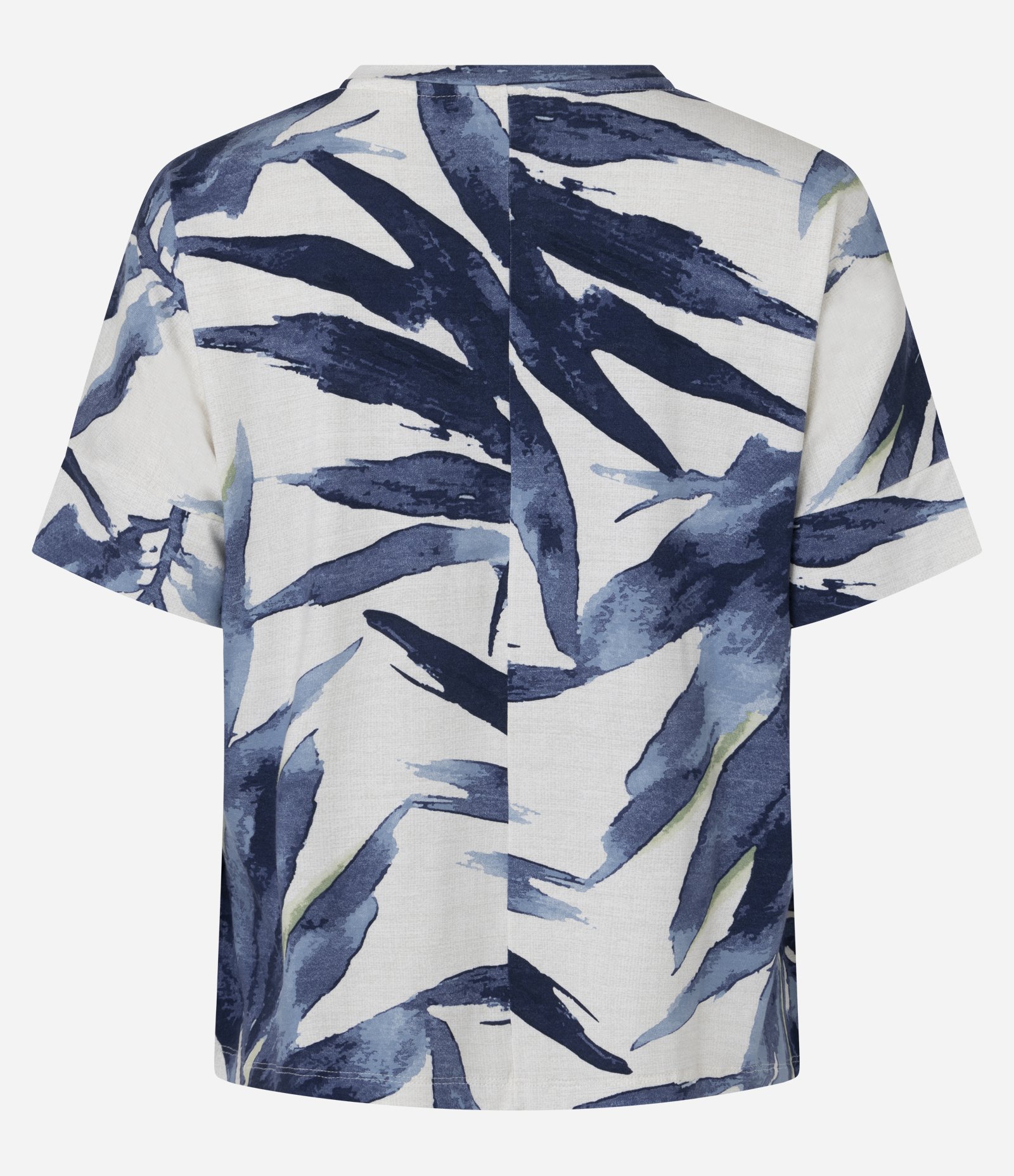 Blusa em Viscolycra com Estampa Folhagem Azul/Off White 7