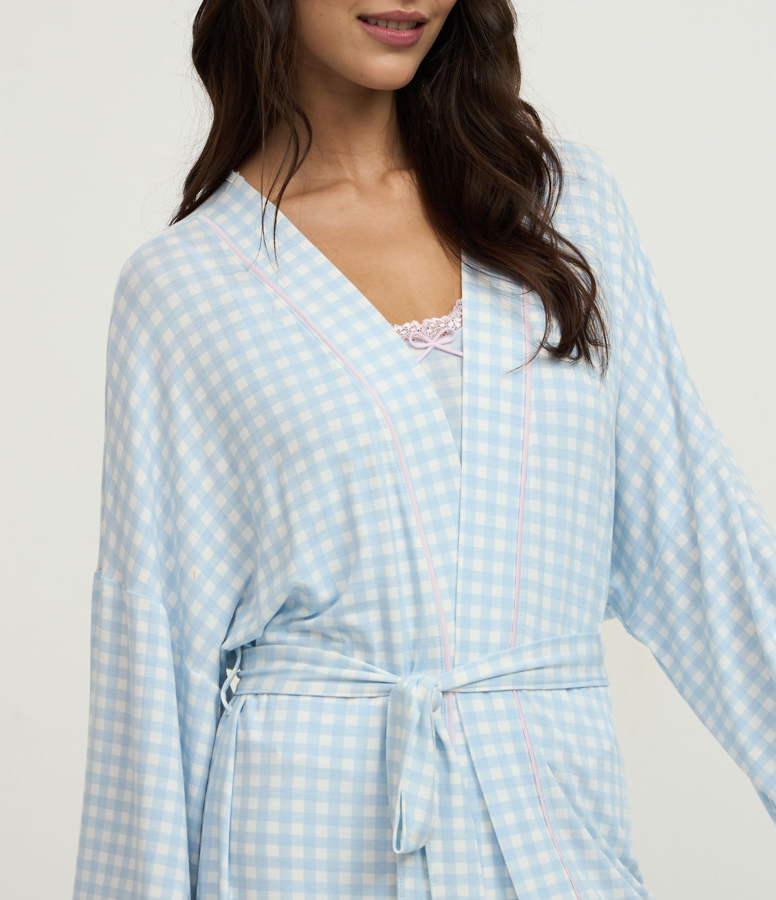 Robe em Viscose com Xadrez Vichy Azul 2