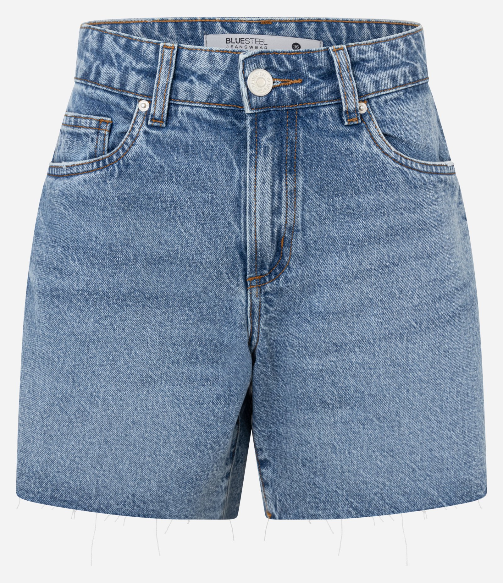 Bermuda Cintura Média em Jeans com Barra Cortada Médio 6