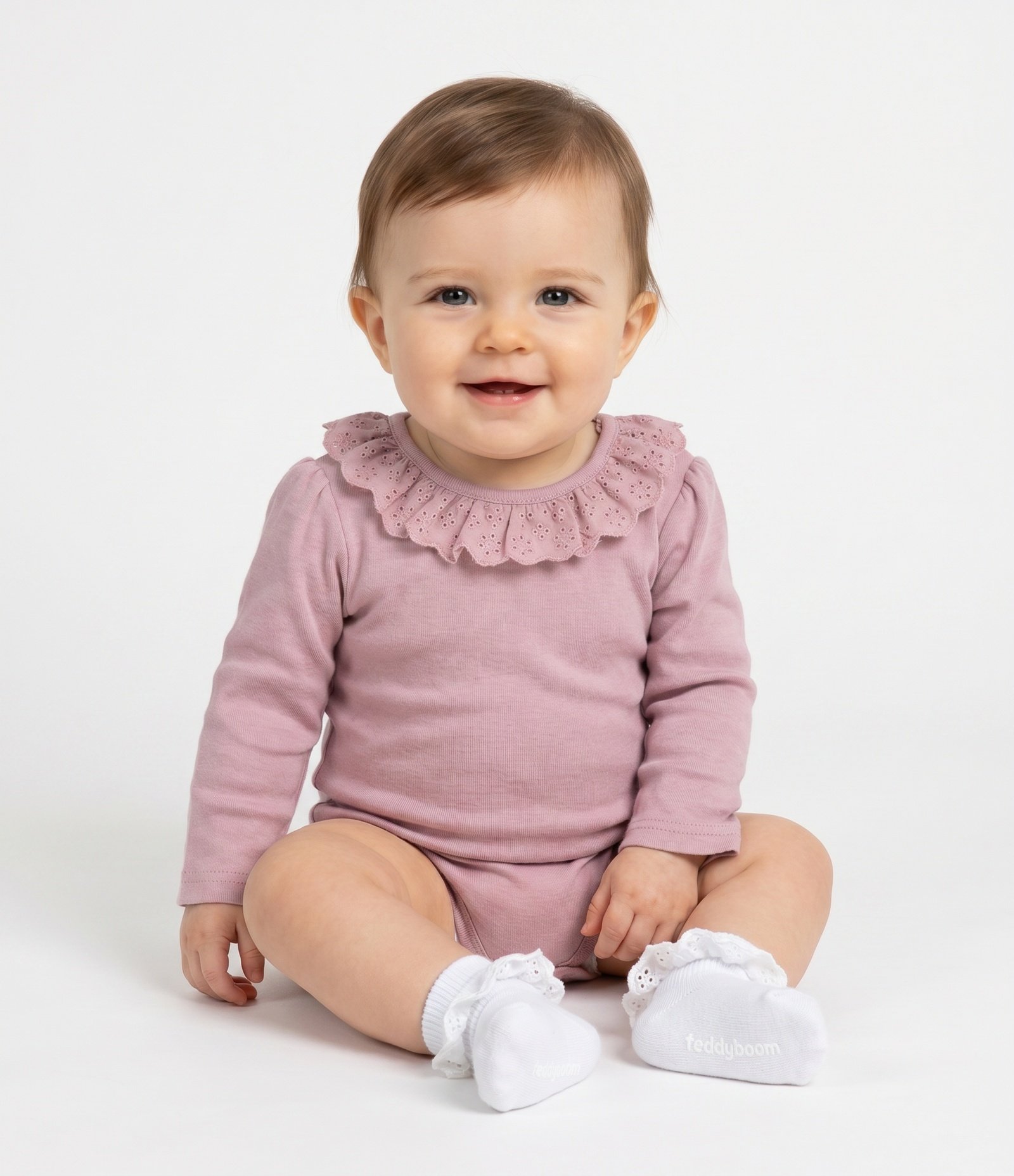 Body com Babado Broderie Infantil – Tam 0 a 18 Meses Rosa 1