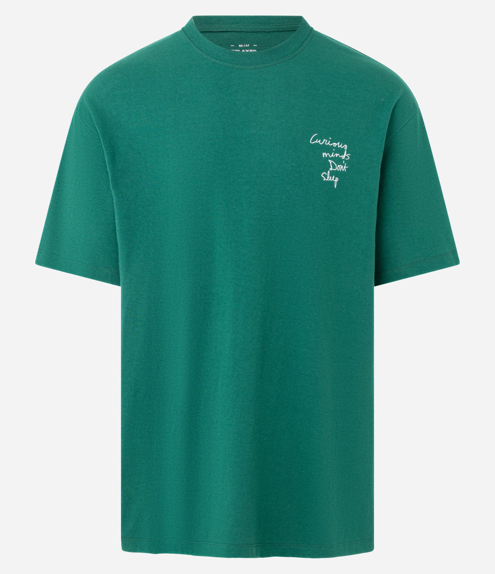 Camiseta Relaxed em Malhão com Estampa Frente e Costas Curious Minds Verde 5