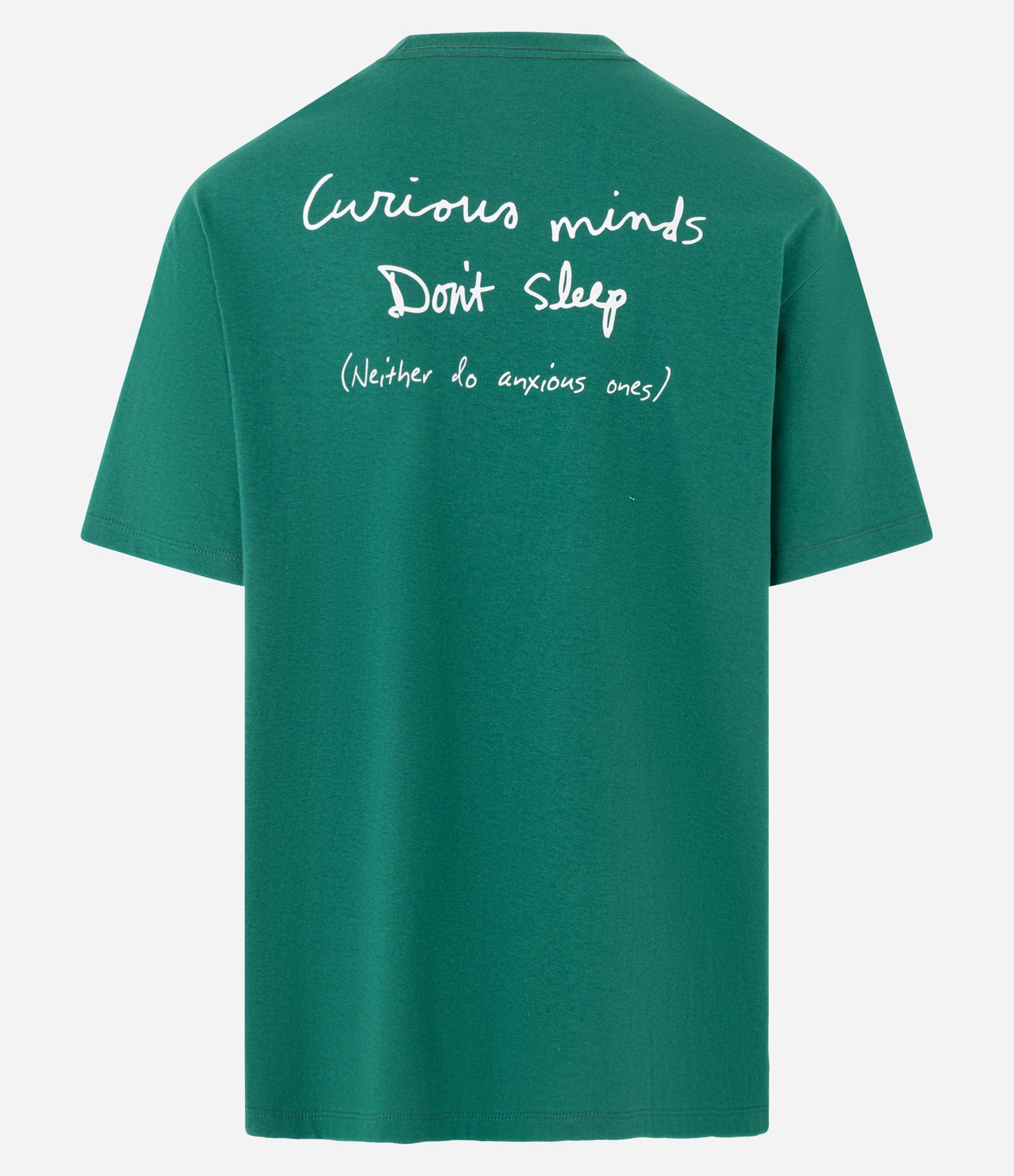 Camiseta Relaxed em Malhão com Estampa Frente e Costas Curious Minds Verde 6