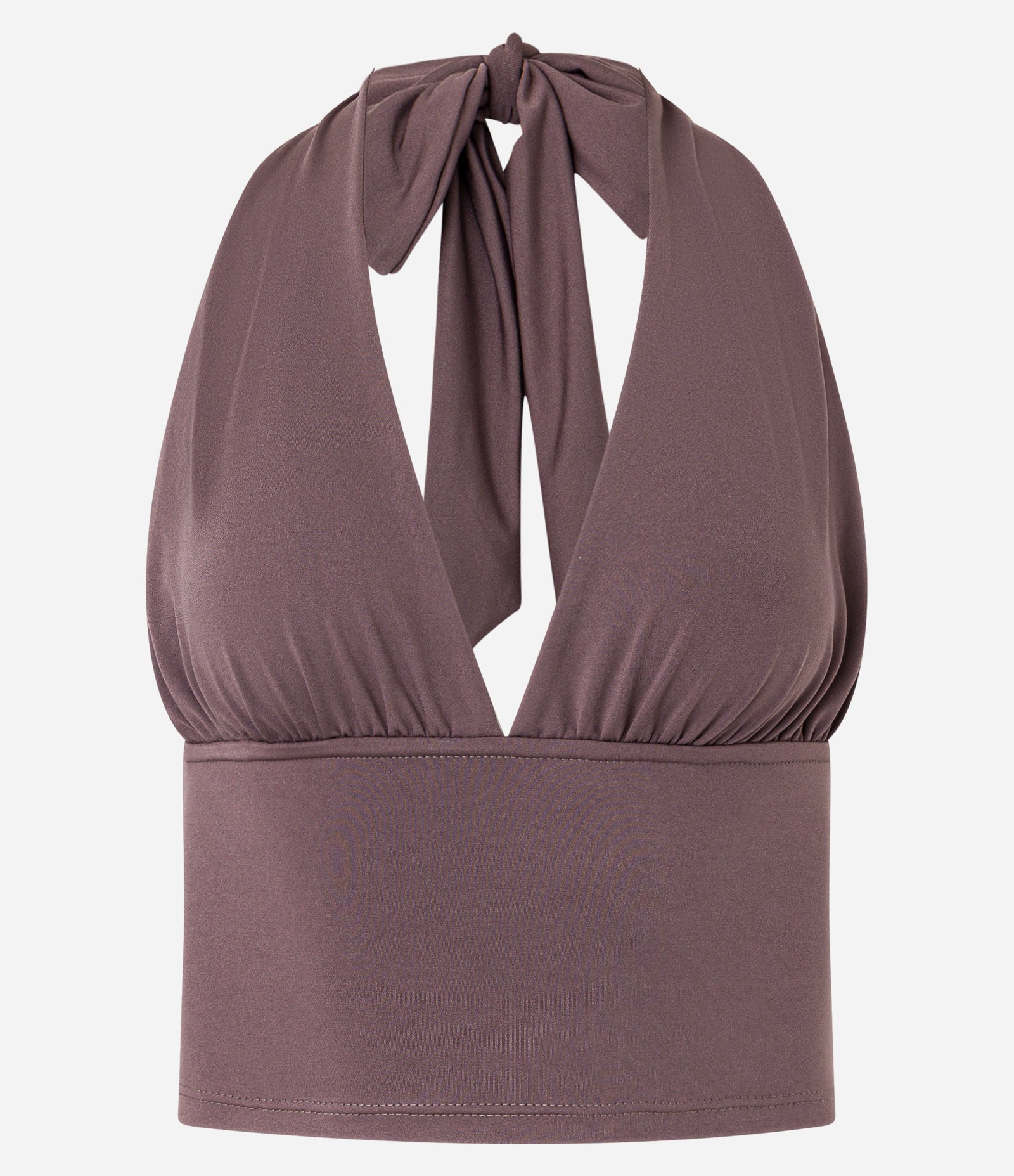 Blusa em Microfibra Frente Única com Amarração e Malha Gelada Marrom 5