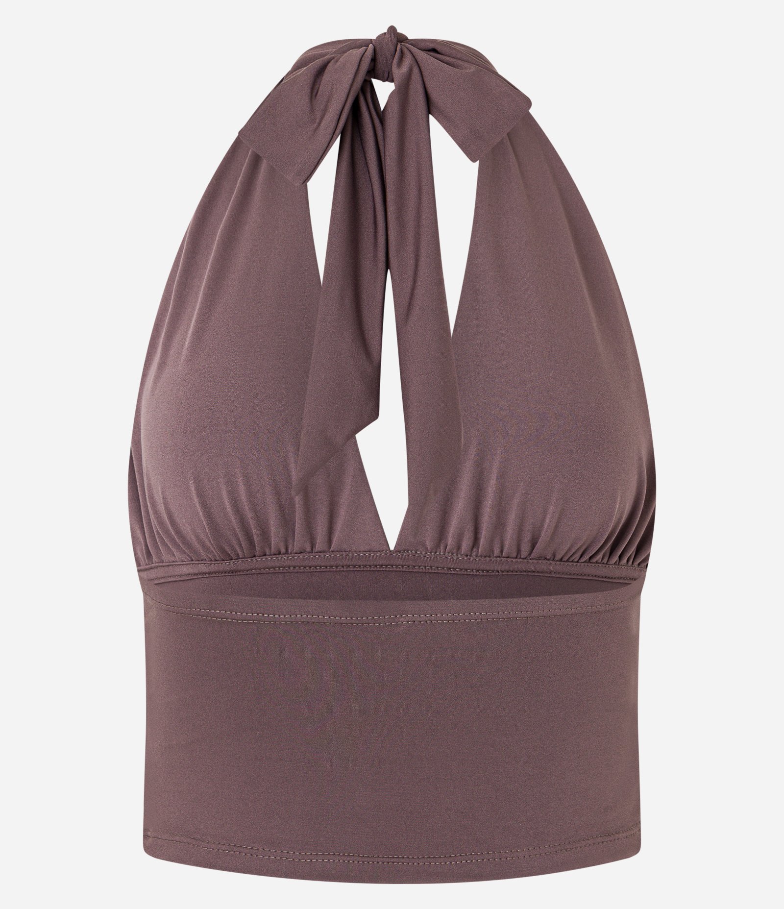 Blusa em Microfibra Frente Única com Amarração e Malha Gelada Marrom 6