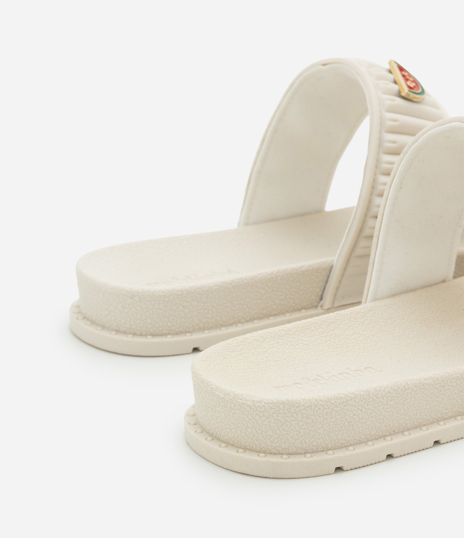 Chinelo Infantil Slide em PU com Cerejinhas Molekinha - Tam 26 ao 36 Off White 2