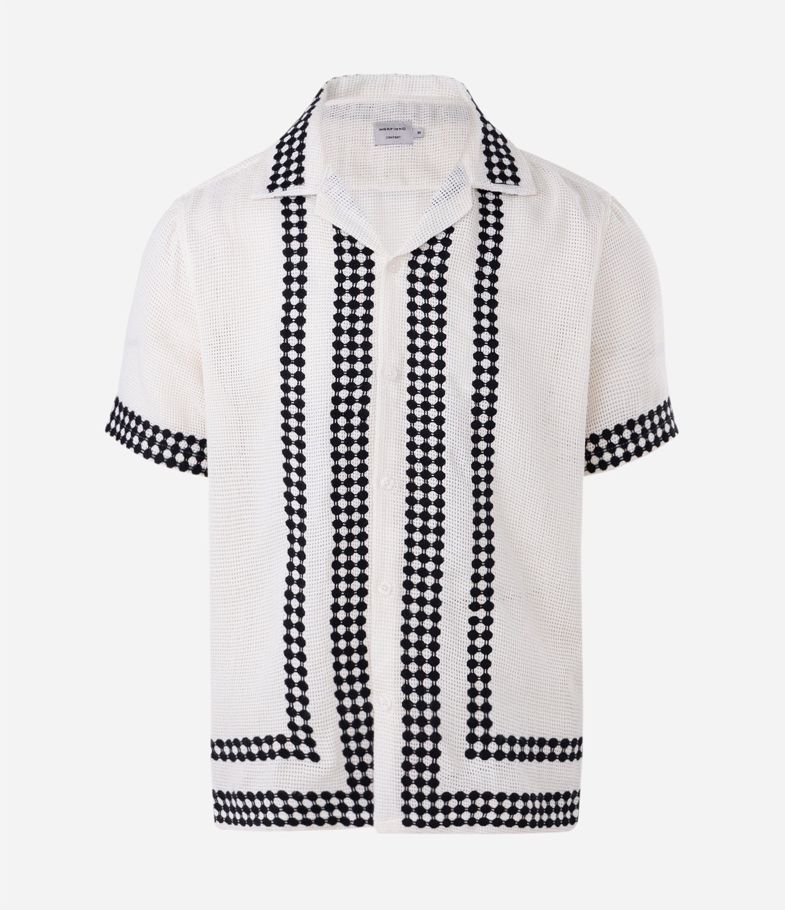 Camisa com Textura Telada e Listras Off White 6