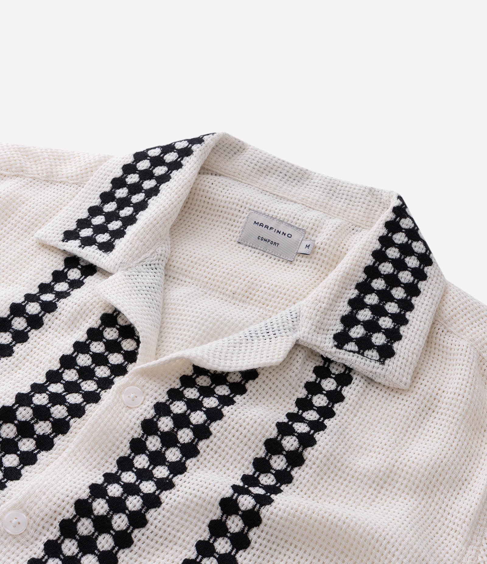 Camisa com Textura Telada e Listras Off White 11