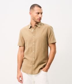 Camisa Listrada em Linho e Algodão