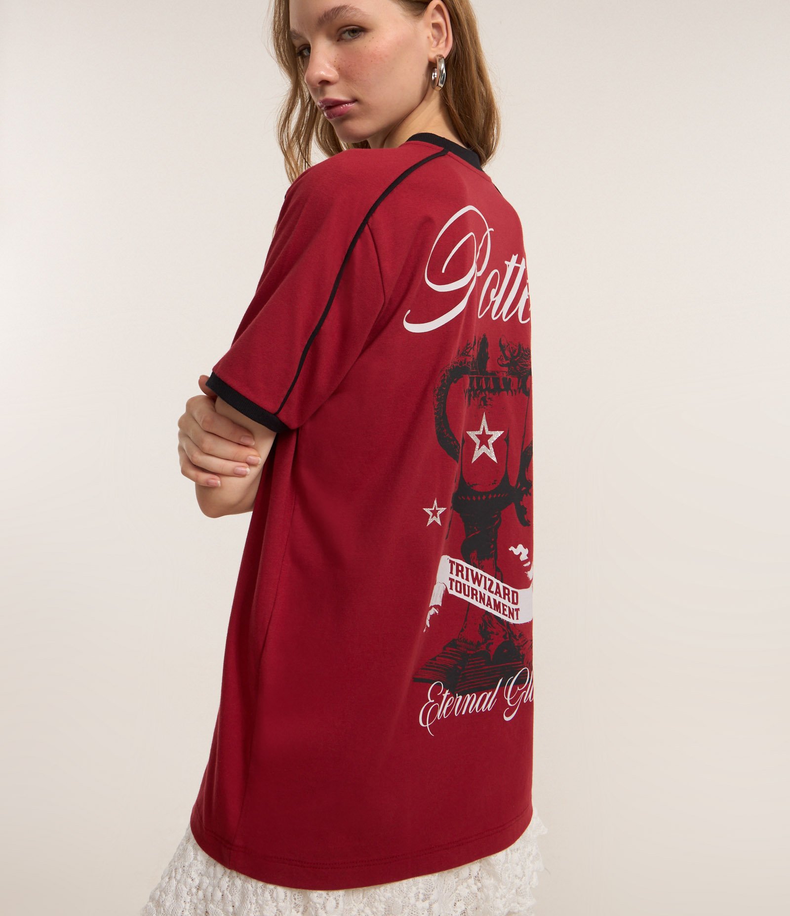 Camiseta em Algodão com Estampa do Harry Potter Vermelho 4