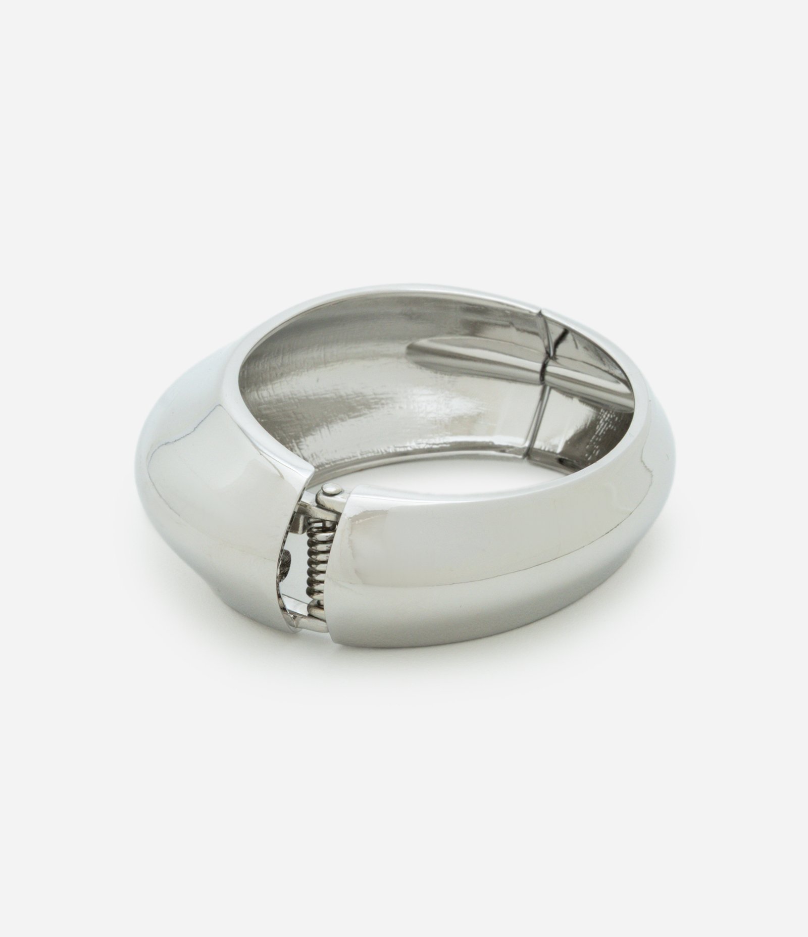 Bracelete Rígido Fechado com Mola Prata 2