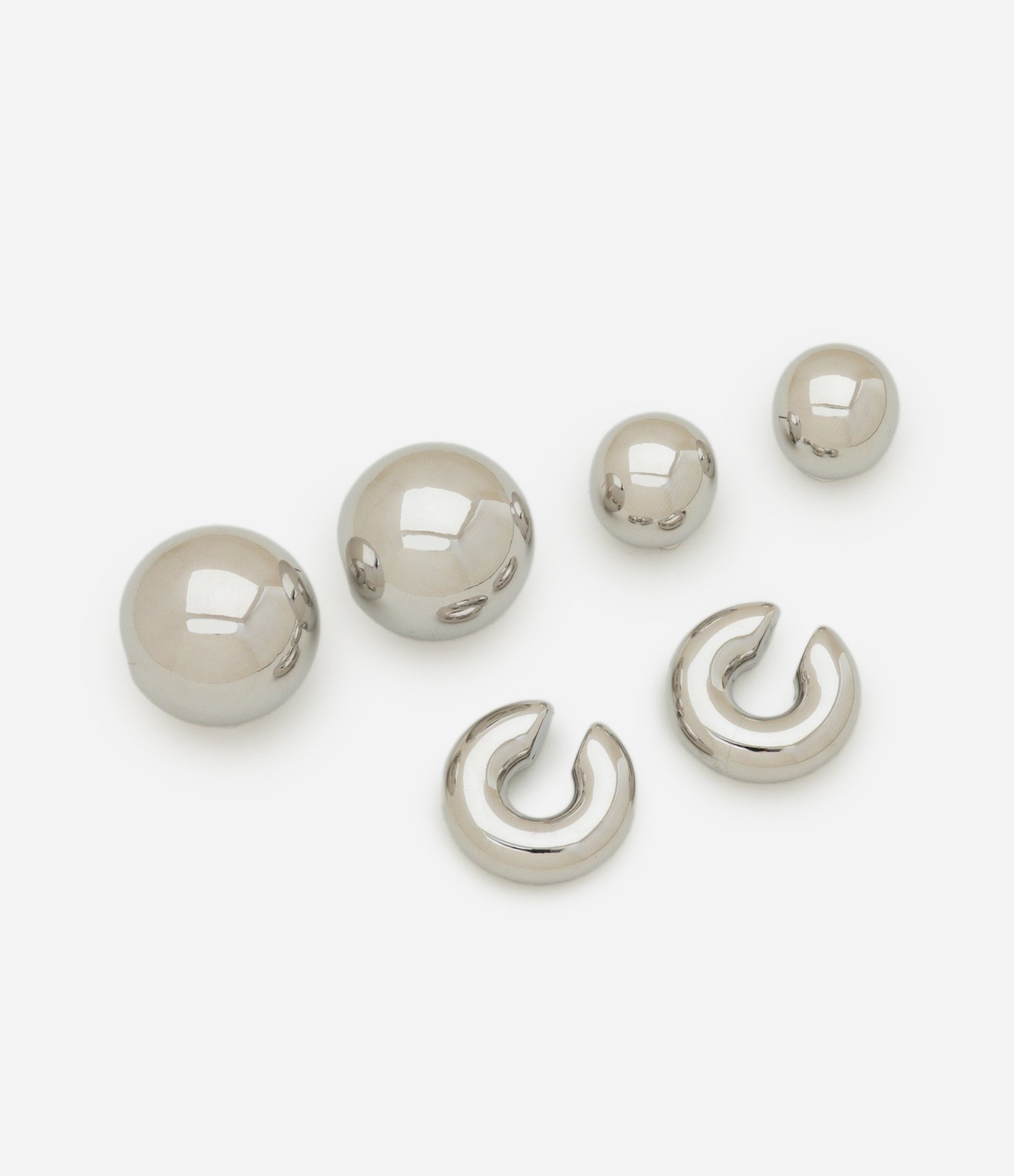 Kit 03 Brincos Argolas Bold e Piercing Prata 1