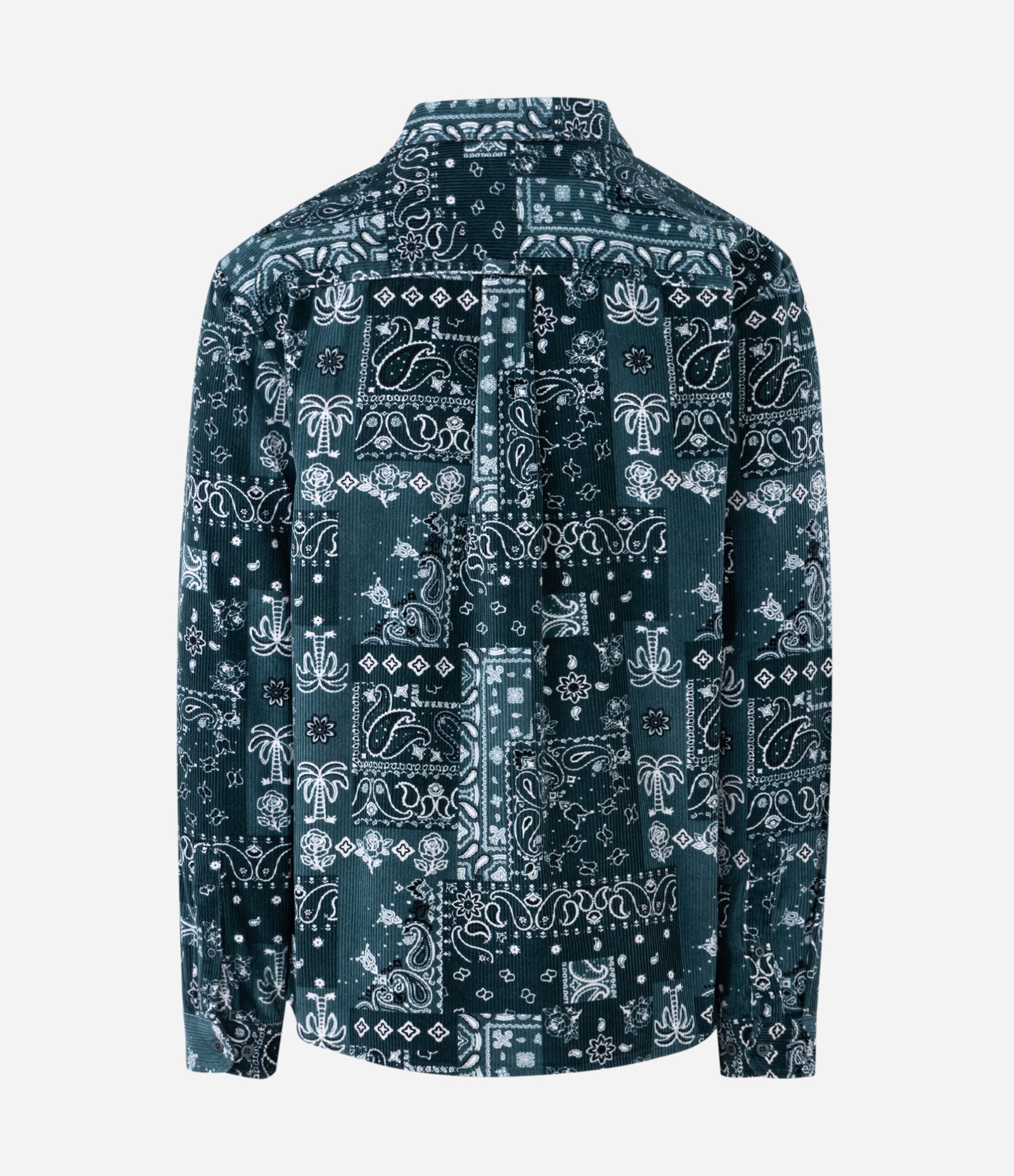 Camisa em Veludo com Botões e Estampa Paisley Verde 2