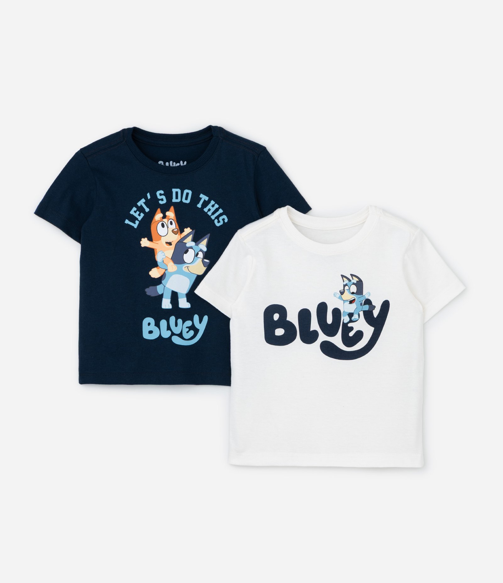 Kit 02 Camisetas Infantis com Estampa Bluey - Tam 2 a 6 Anos Azul/Branco 1