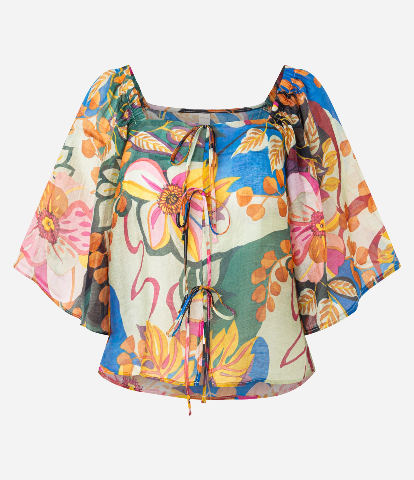 Blusa em Chiffon com Manga Godê e Estampa Floral Multicores 5