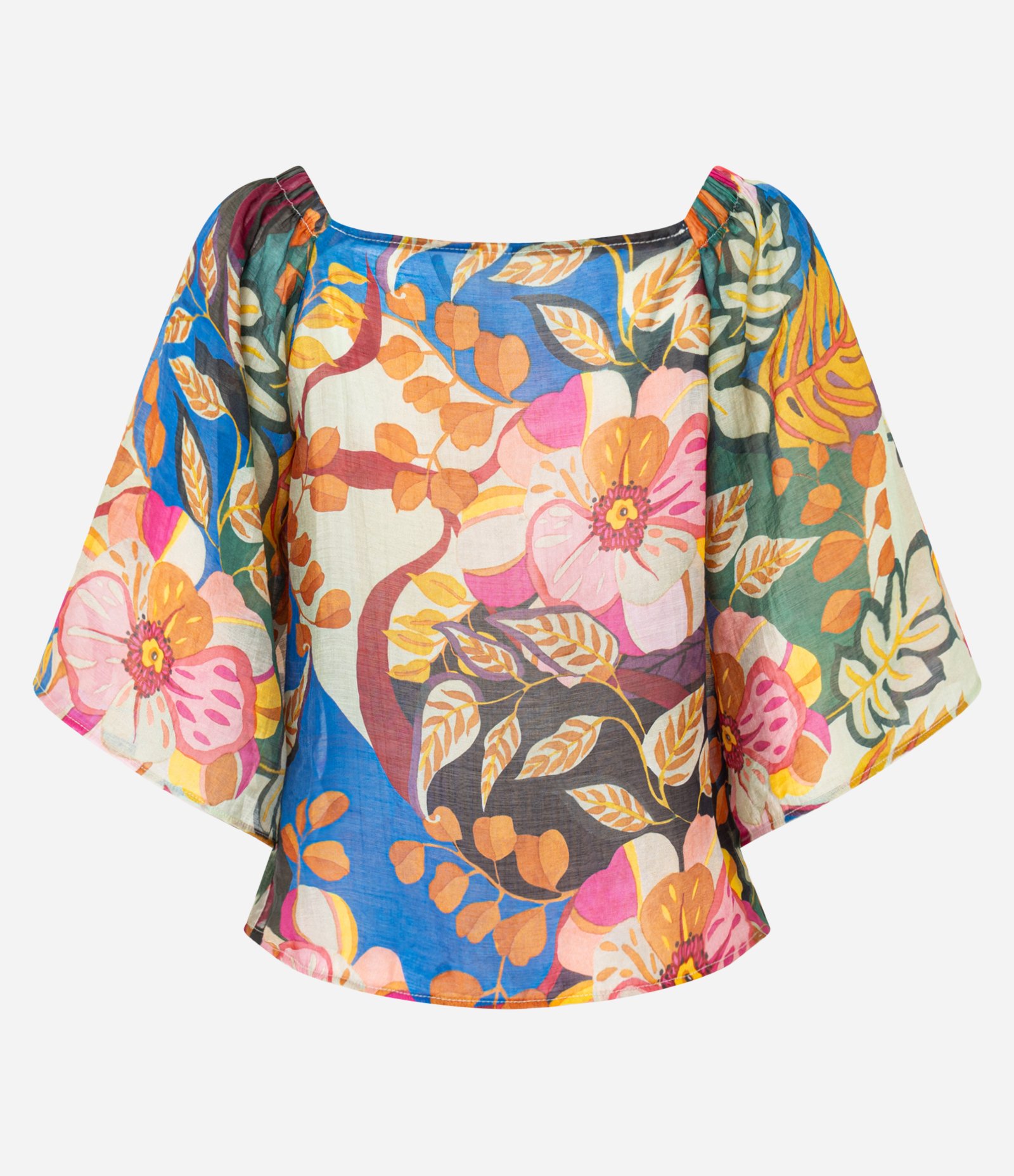 Blusa em Chiffon com Manga Godê e Estampa Floral Multicores 6