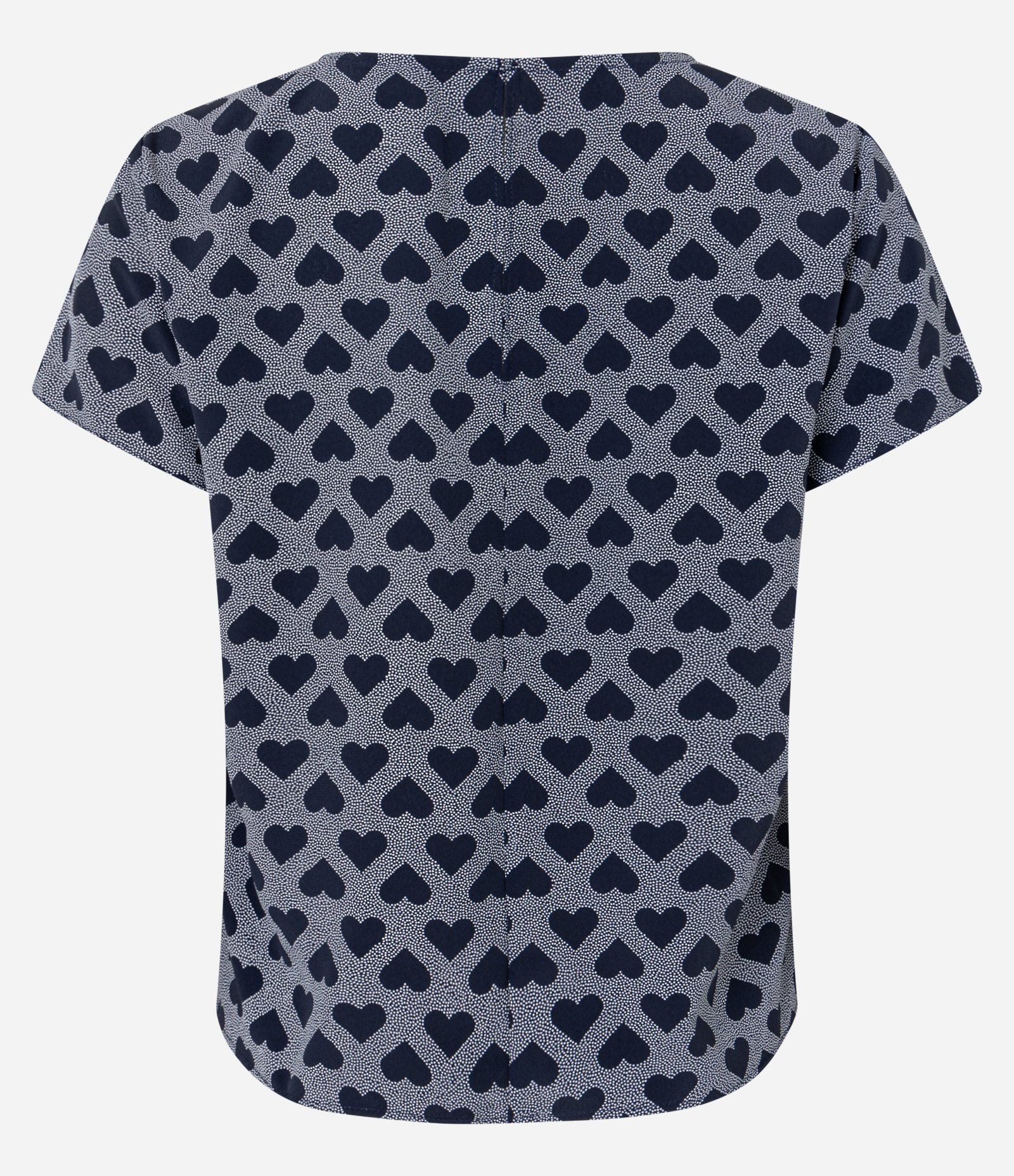 Blusa em Crepe com Decote V e Estampa Corações Azul 6