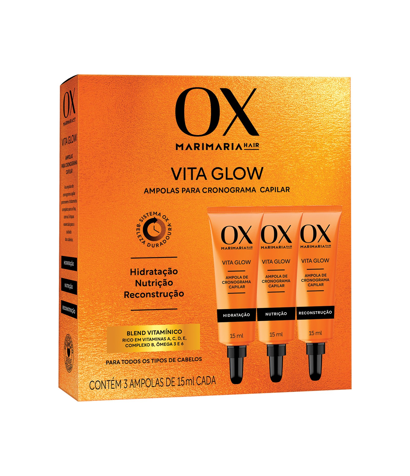 Kit 3 Ampolas de Cronograma Capilar Vita Glow OX KIT 1