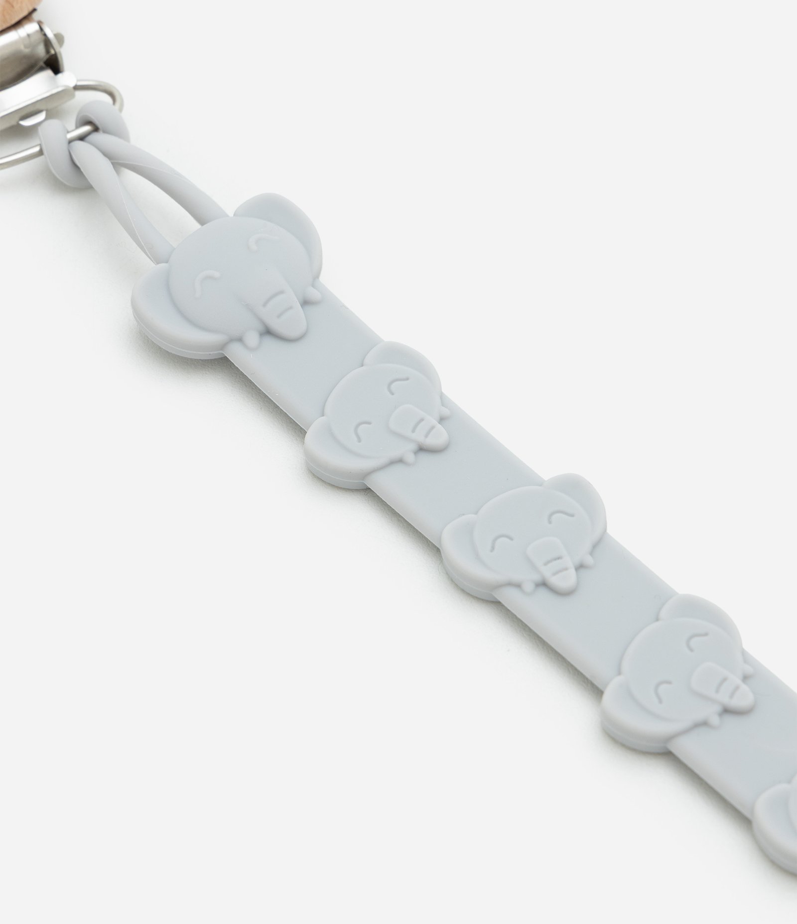Prendedor de Chupeta Infantil em Silicone de Elefante - Tam Único Cinza 3