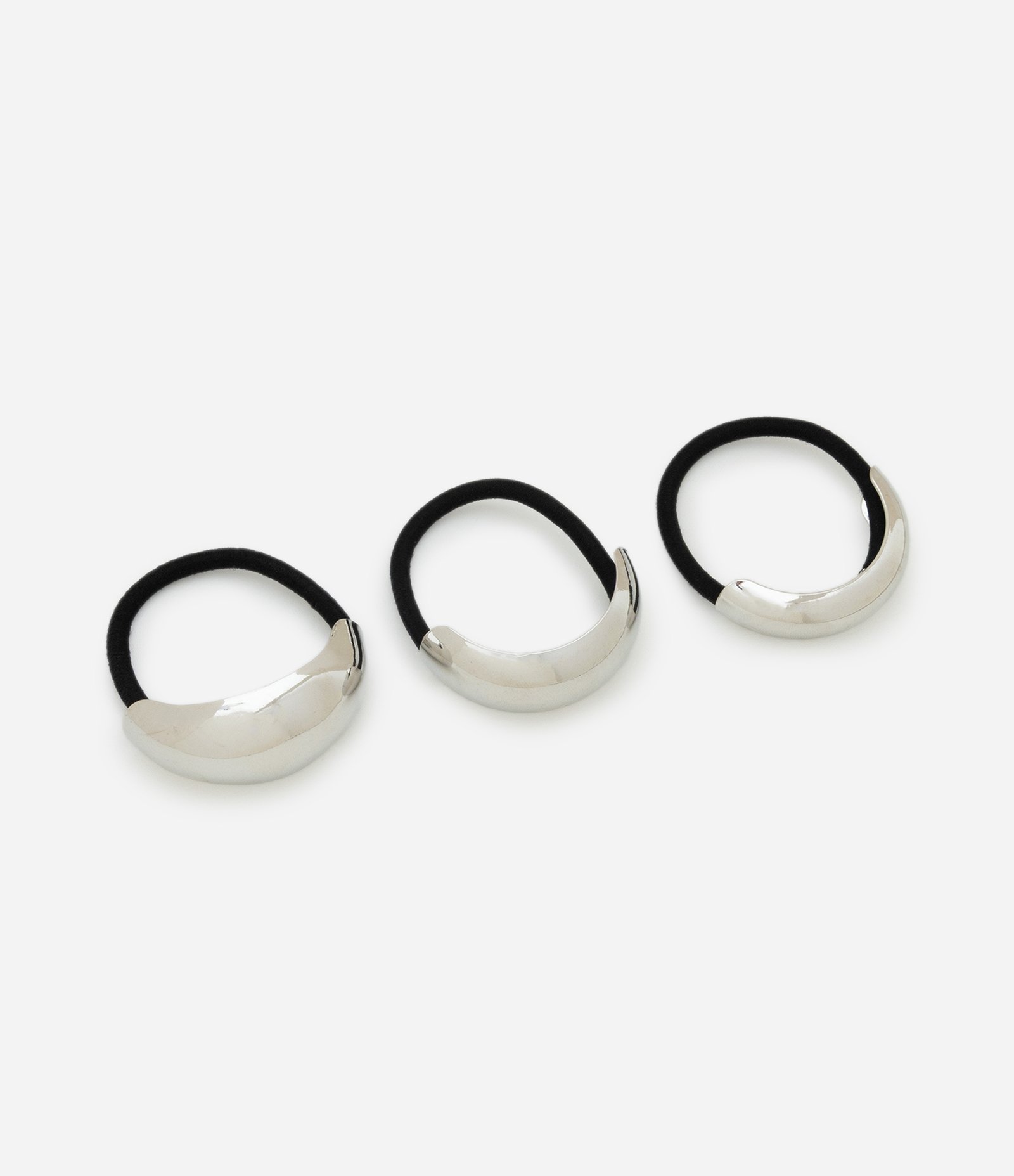 Kit 03 Elásticos de Cabelo com Detalhe Metal Bold Prata 1