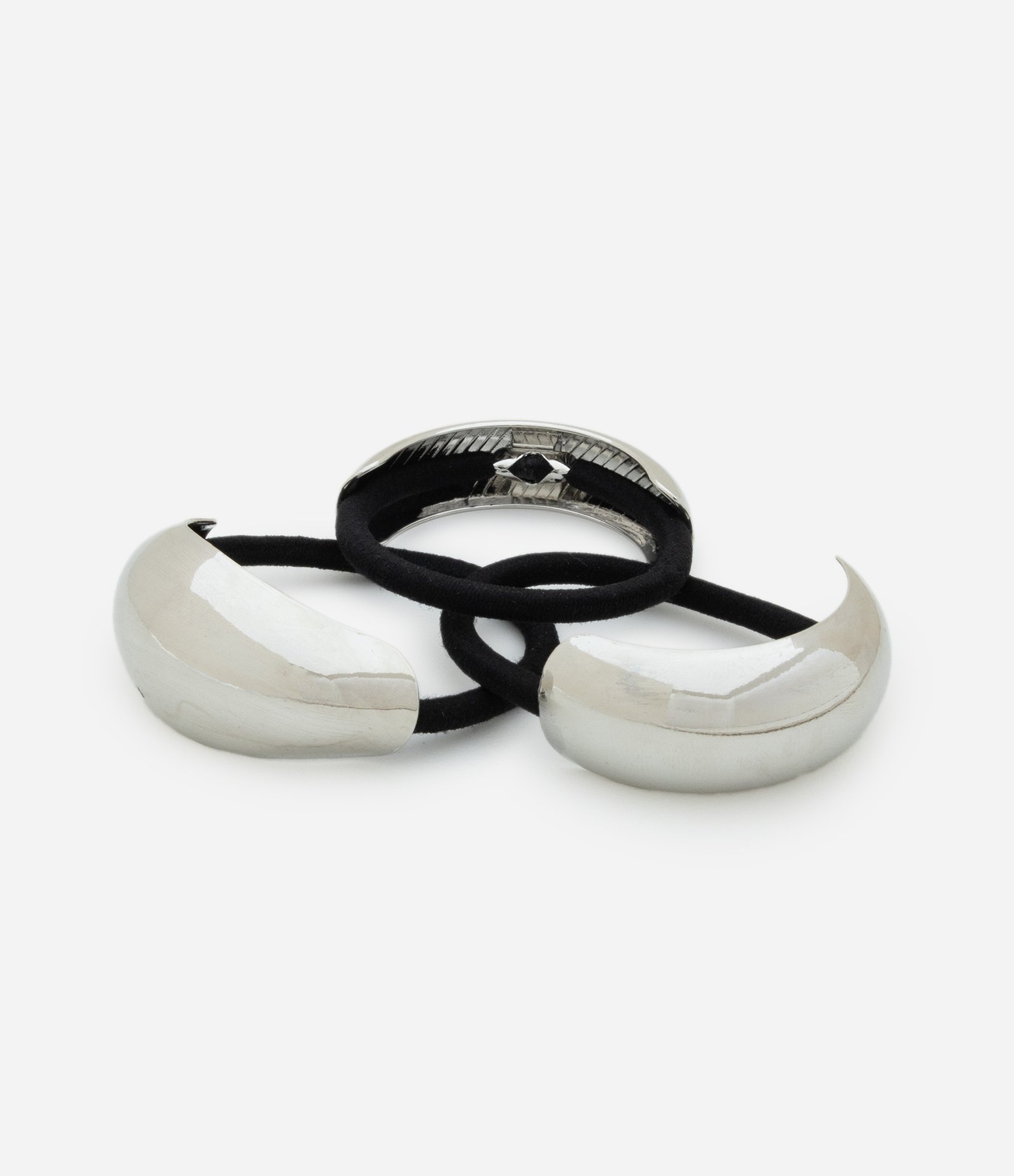 Kit 03 Elásticos de Cabelo com Detalhe Metal Bold Prata 3