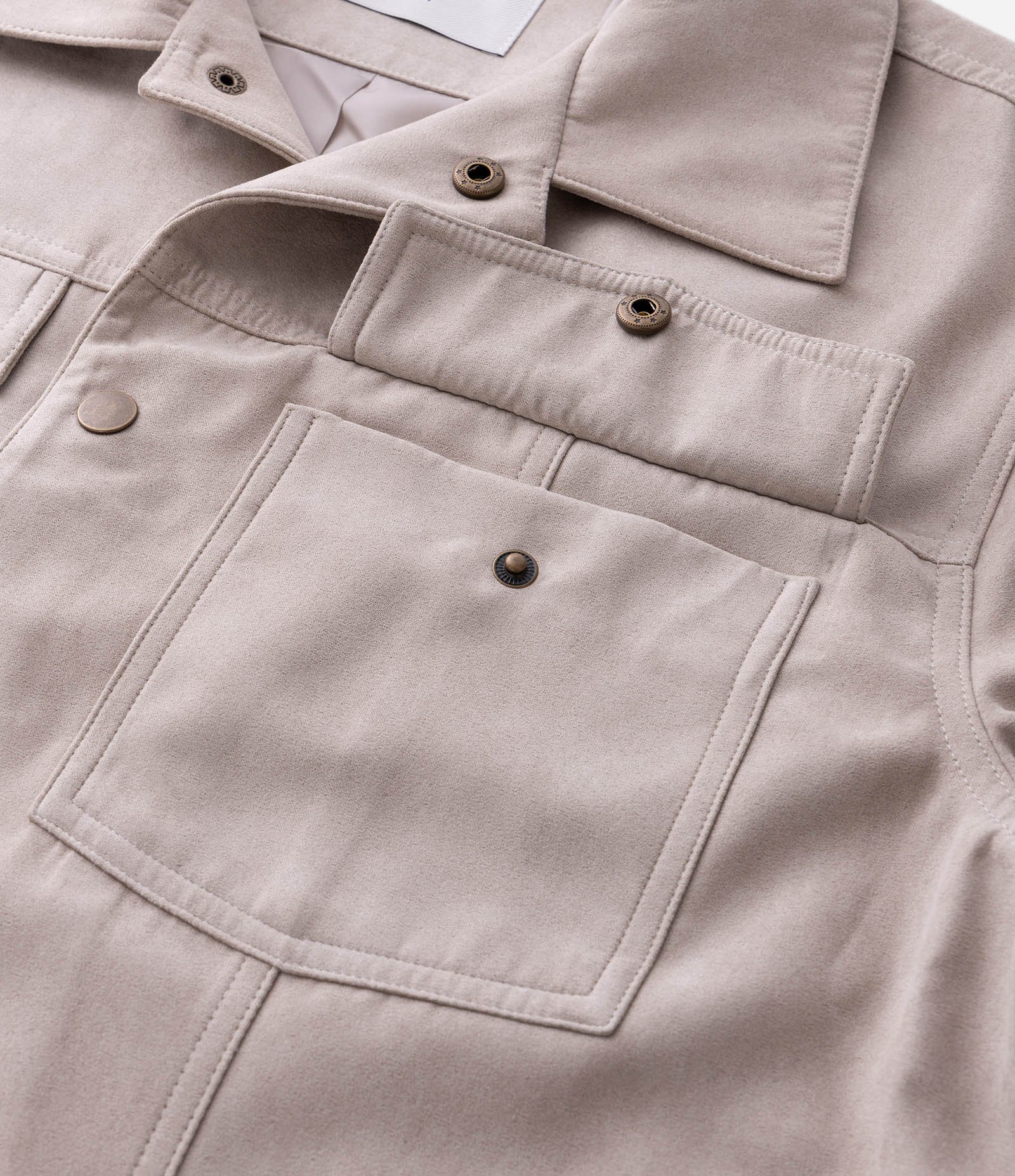 Jaqueta Trucker em Suede com Botões Cinza 10