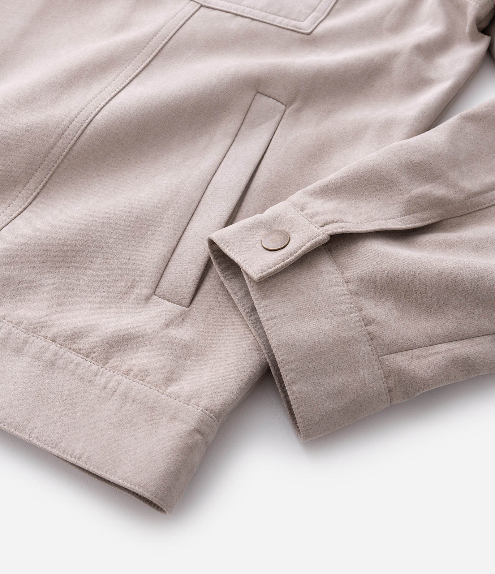 Jaqueta Trucker em Suede com Botões Cinza 11