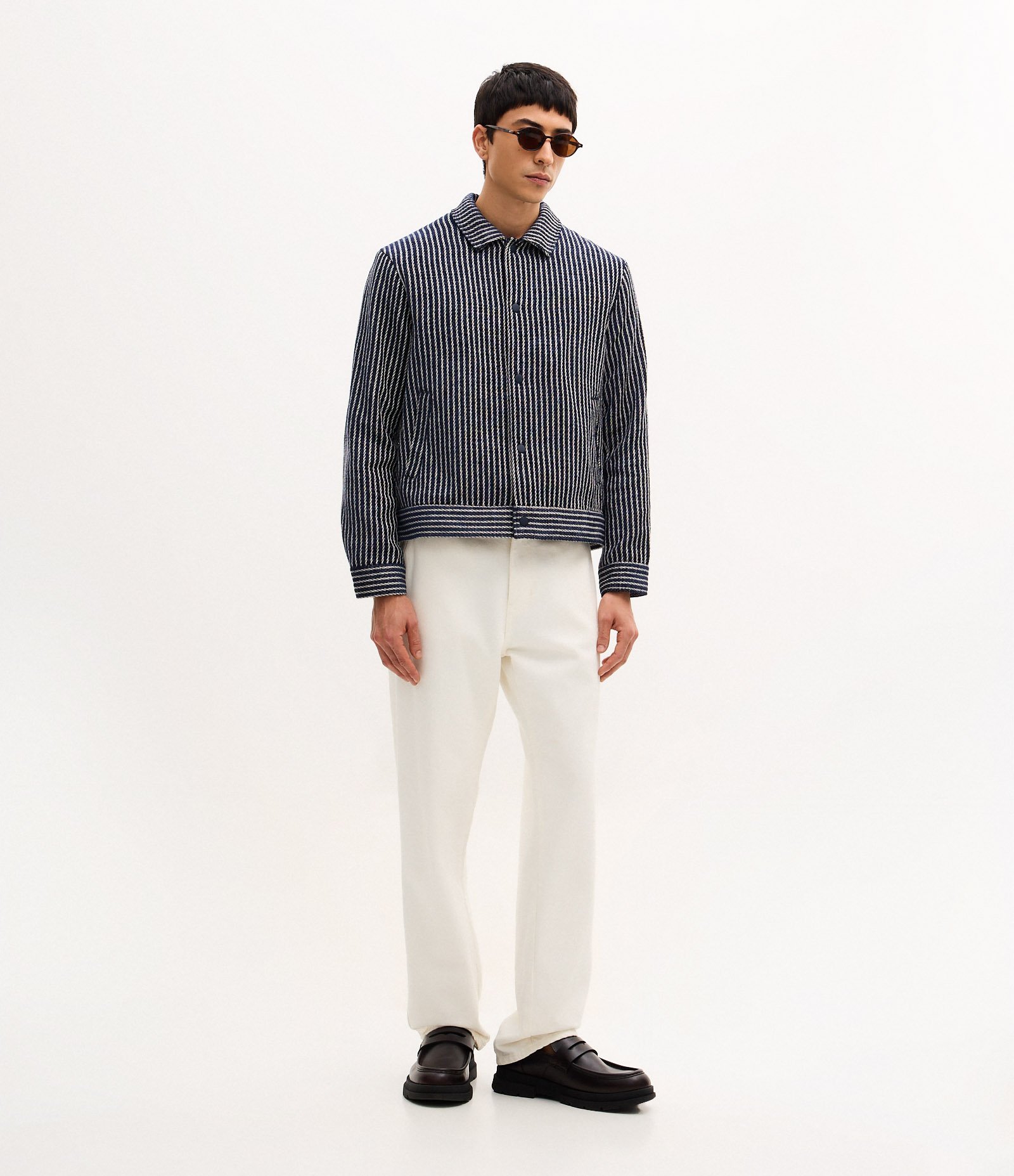 Jaqueta Texturizada Jacquard Listrada Azul 2