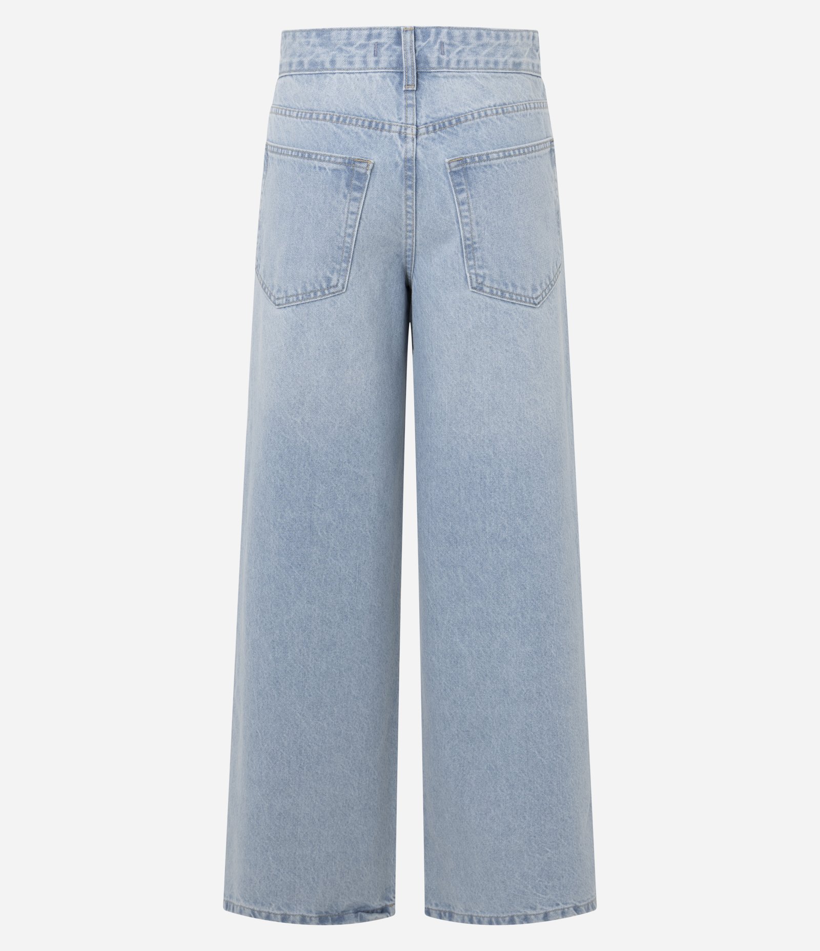 Calça Loose Cintura Baixa em Jeans com Cós Transpassado Claro 6