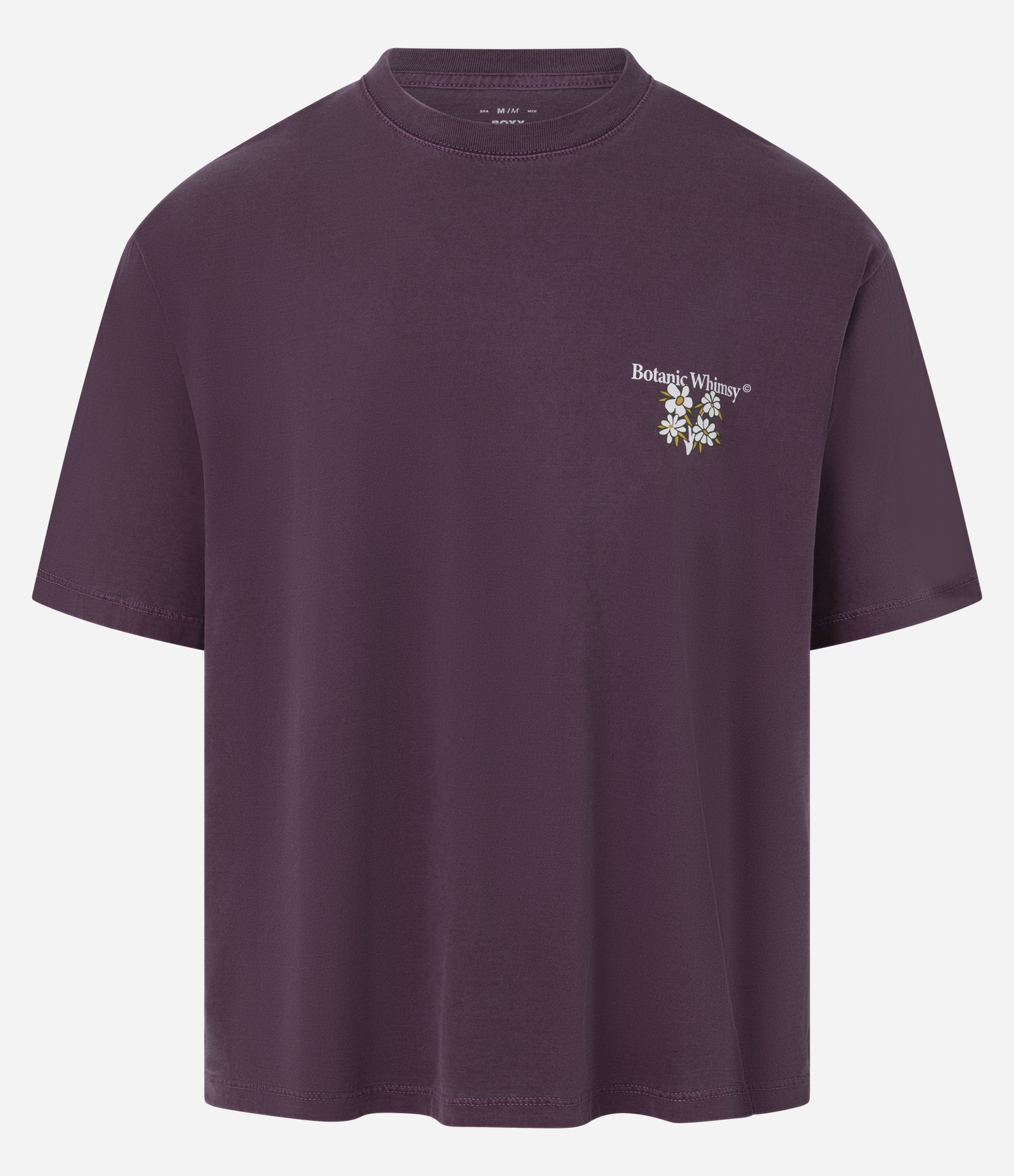Camiseta Boxy em Algodão Estonado com Estampa Frente e Costas de Flores Roxo 5