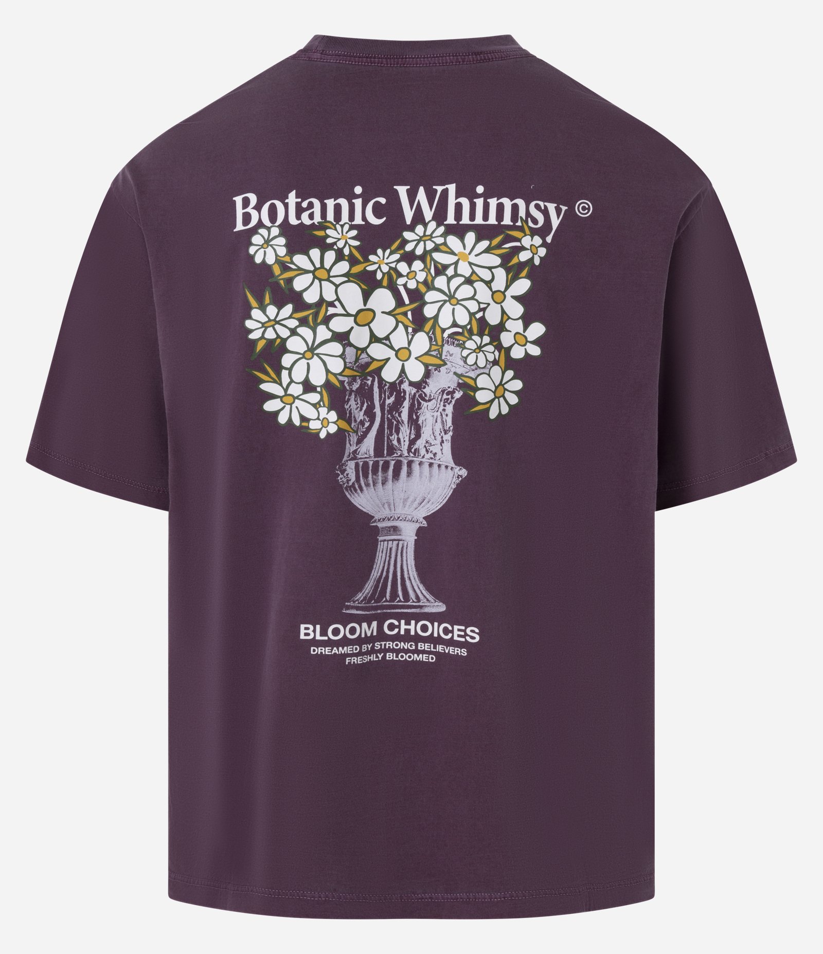 Camiseta Boxy em Algodão Estonado com Estampa Frente e Costas de Flores Roxo 6