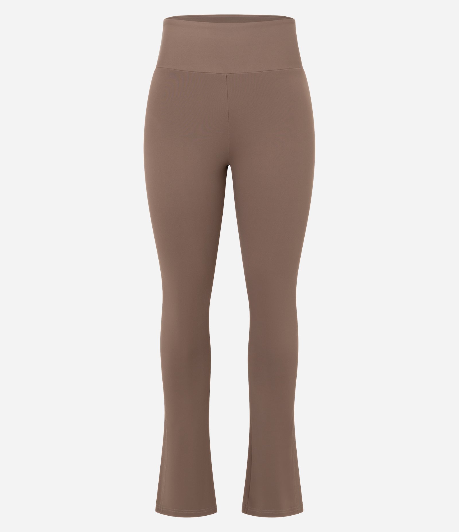 Calça Legging Falre Esportiva em Microfibra com Fenda Marrom 1