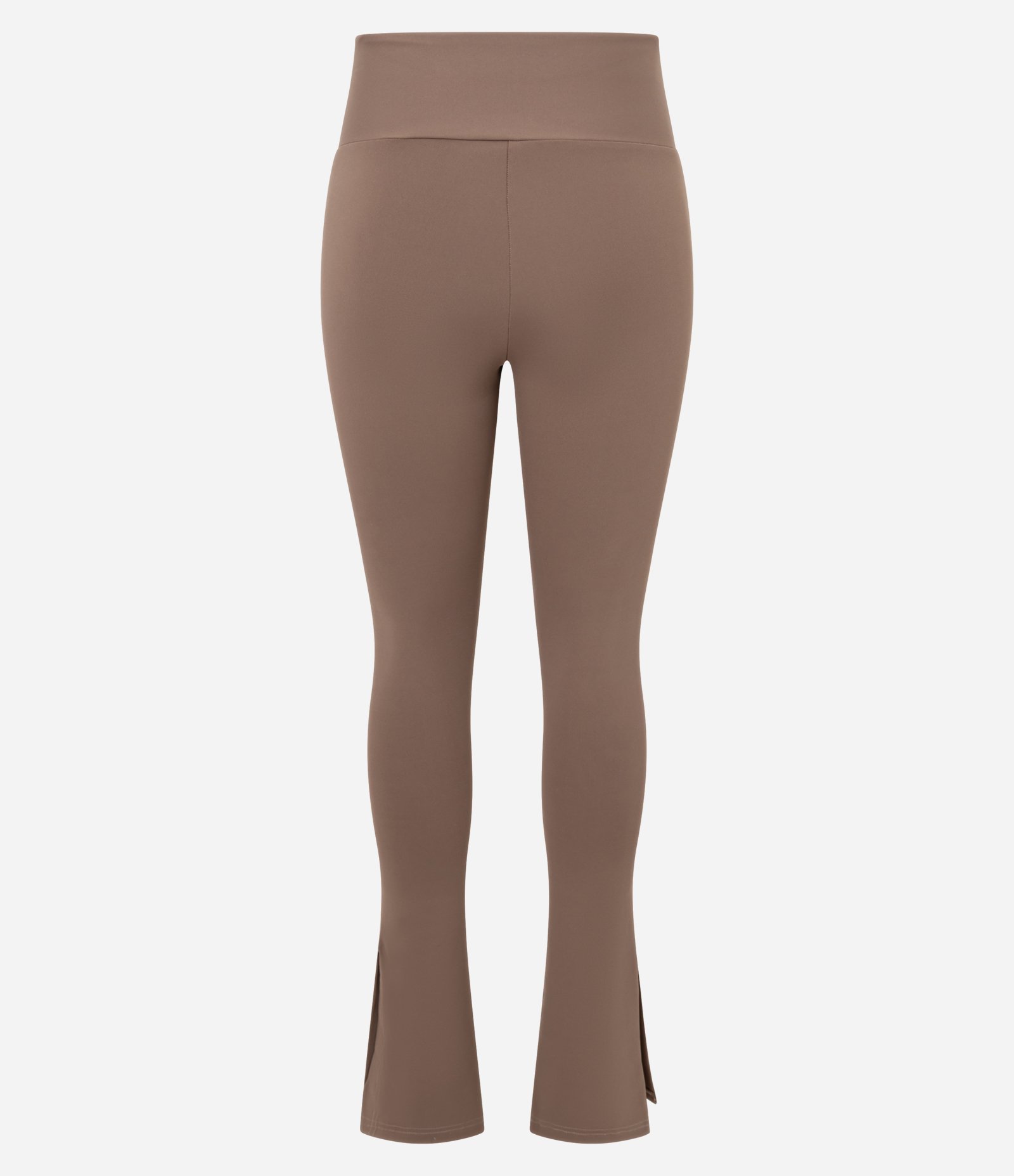 Calça Legging Falre Esportiva em Microfibra com Fenda Marrom 2