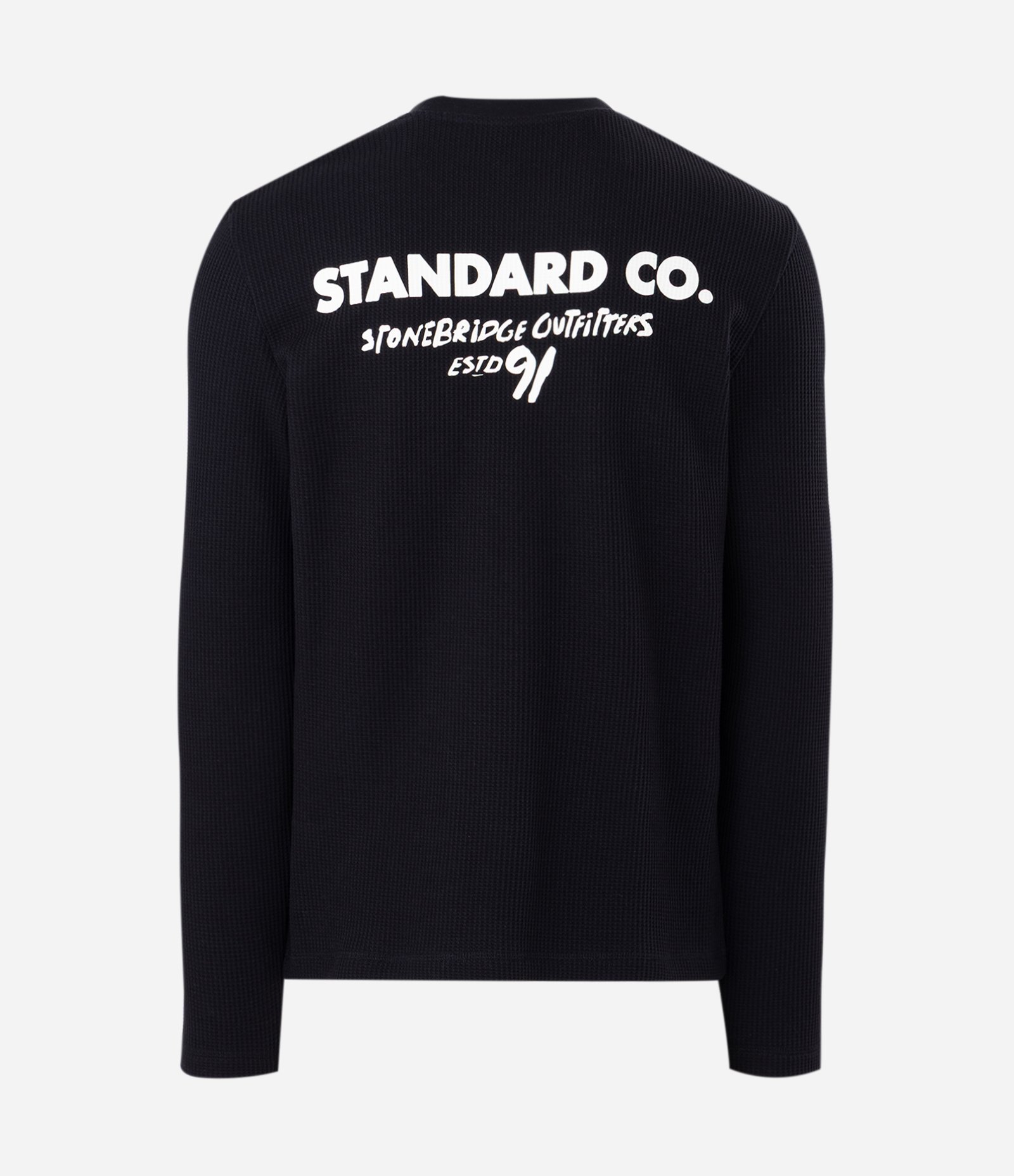 Camiseta Manga Longa com Textura Waffle com Lettering Preto 6